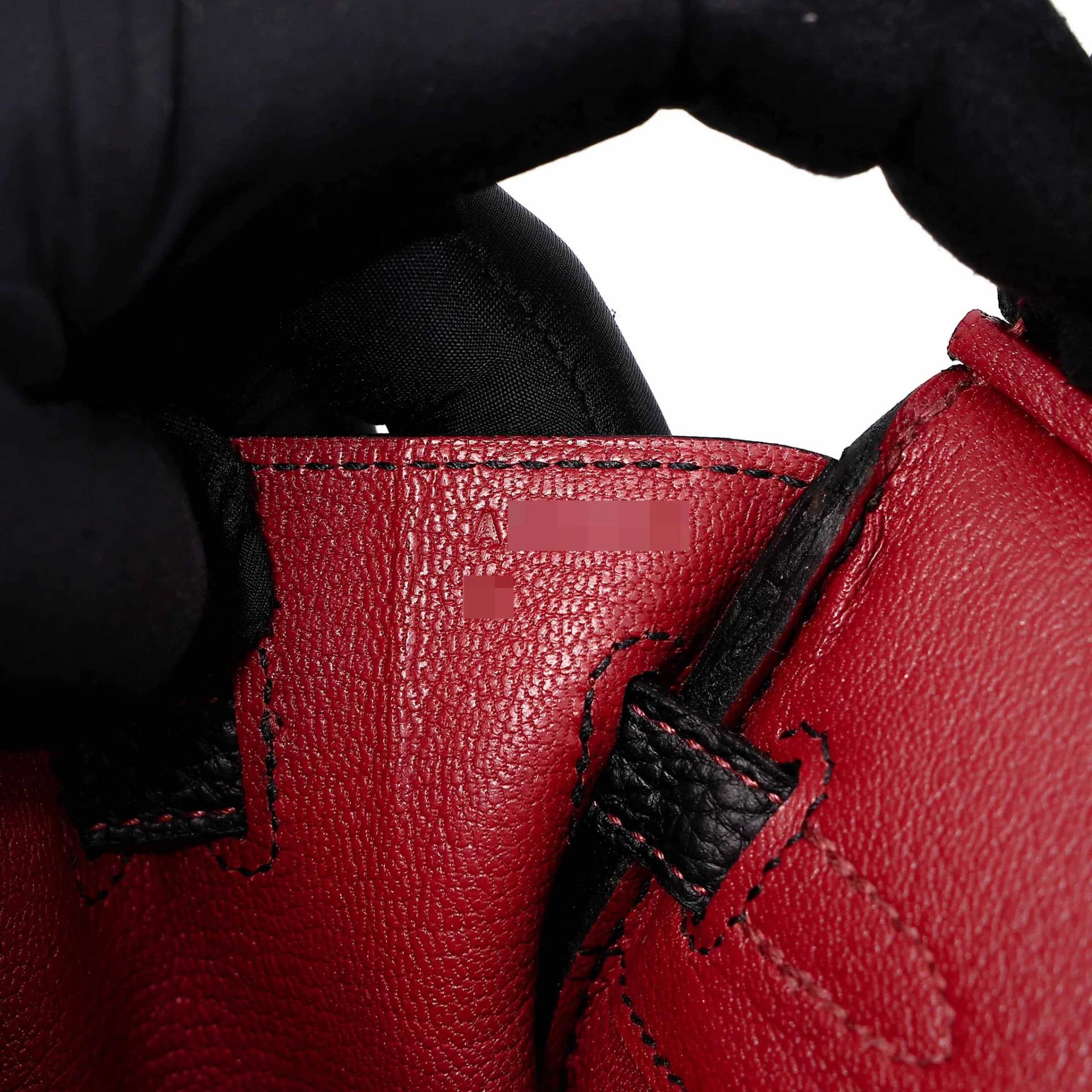 Unused ( Rank NS ) HERMÈS Special Order Birkin 25 HSS Noir (89) Rouge Grenat (K1) Togo Brushed Palladium A (2017) - 12