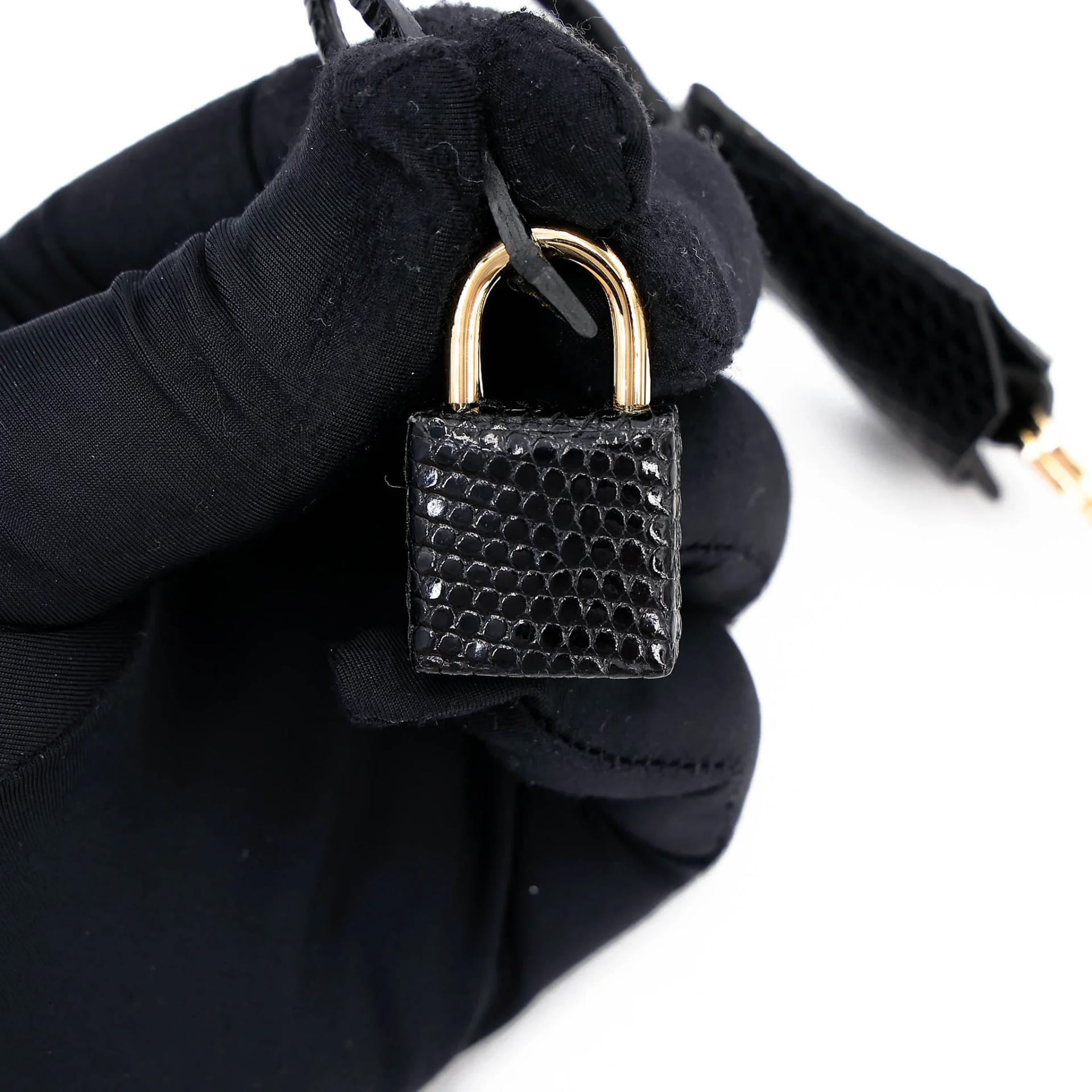 Excellent ( Rank SA ) HERMÈS Kelly 25 Touch Noir (89) Togo Lizard Permabrass hardware Z (2021) - 30