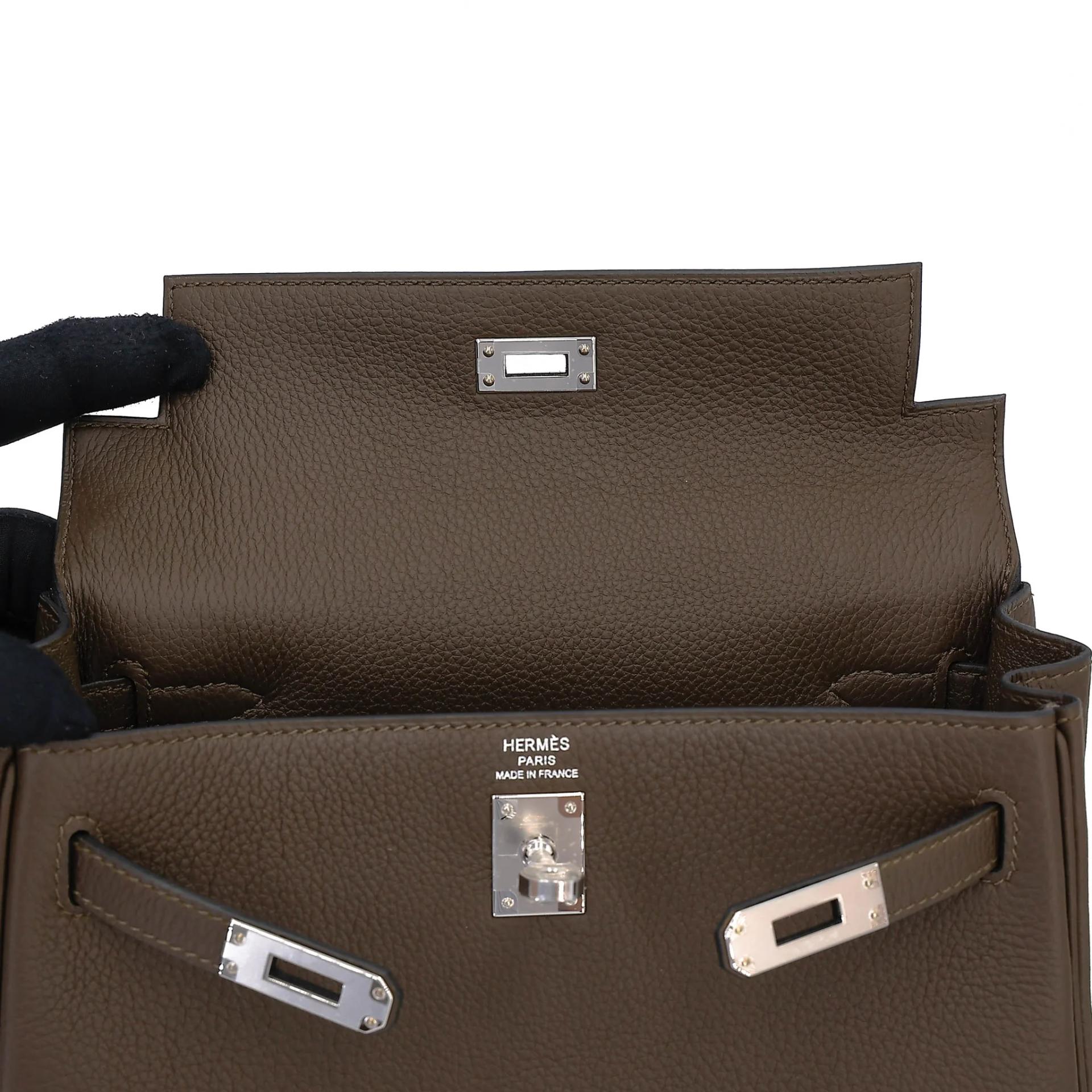 Brand New ( Rank N ) HERMÈS Kelly 25 Vert Loden (V8) Togo Palladium hardware G (2026) - 12