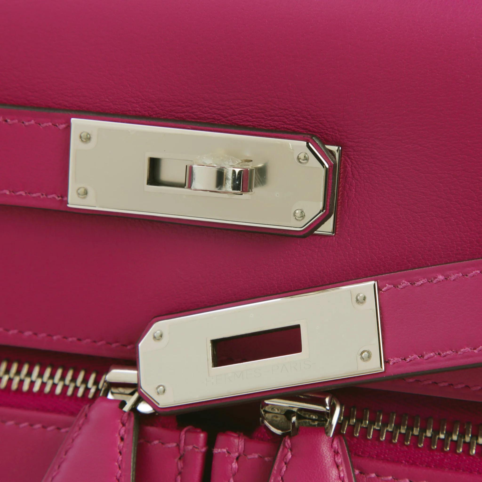 Unused ( Rank NS ) HERMÈS Special Order Kelly Lakis  32 Rose Purple (L3) Swift Palladium hardware Z (2021) - 9