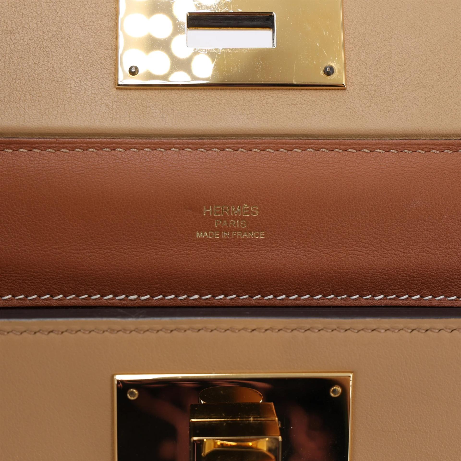 Excellent ( Rank SA ) HERMÈS 24/24 - 21 mini Chai (0M) Evercolor Gold hardware U (2022) - 12