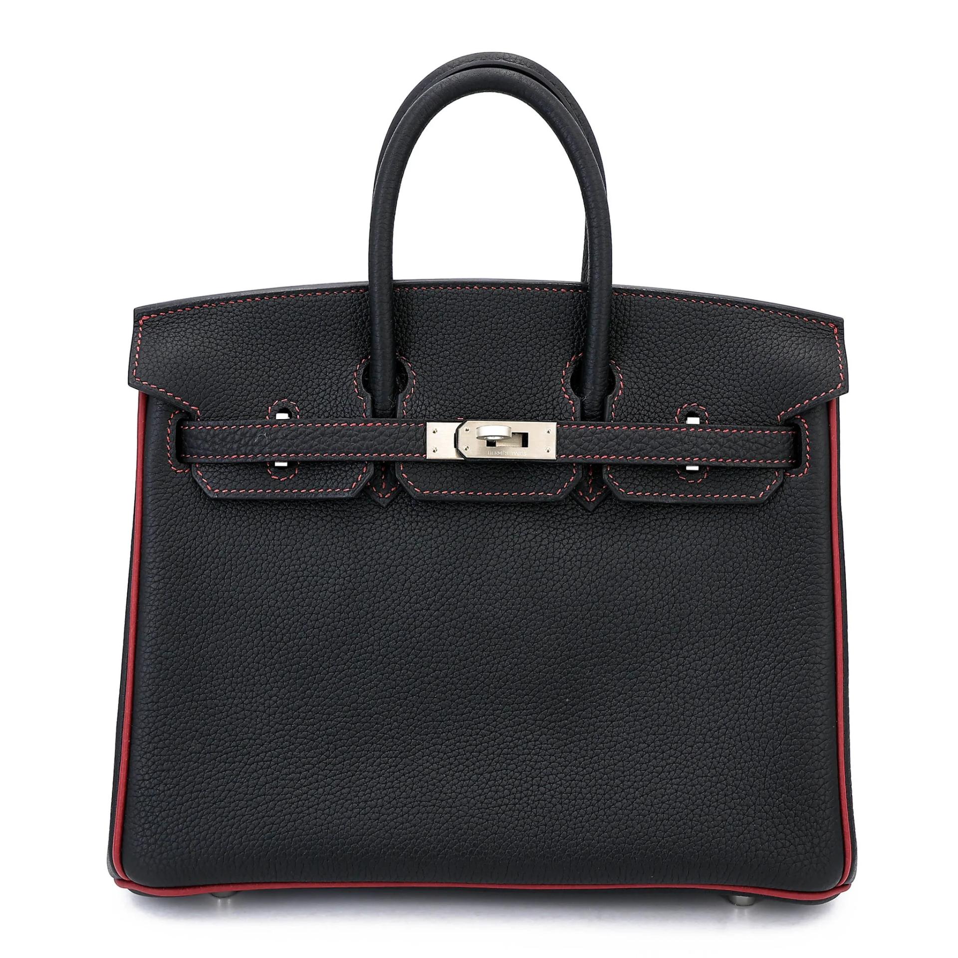 Unused ( Rank NS ) HERMÈS Special Order Birkin 25 HSS Noir (89) Rouge Grenat (K1) Togo Brushed Palladium A (2017) - 1