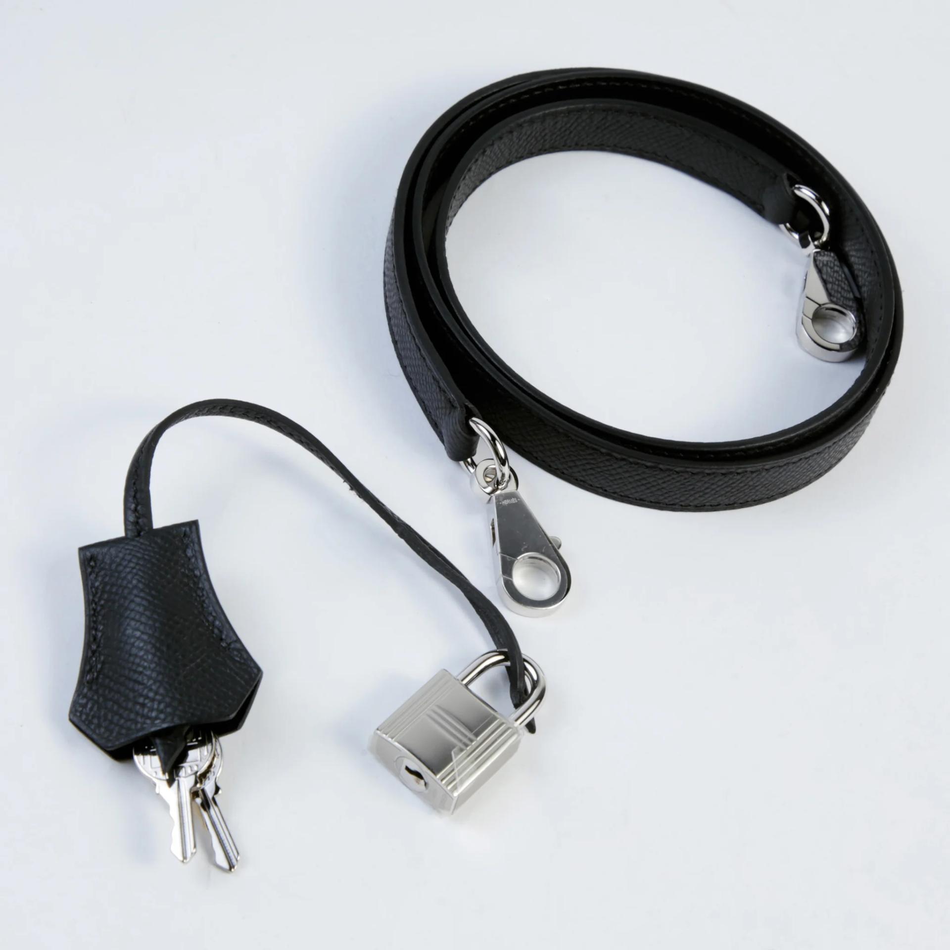 Excellent ( Rank SA ) HERMÈS Kelly 25 Sellier Noir (89) Epsom Palladium hardware K (2025) - 14