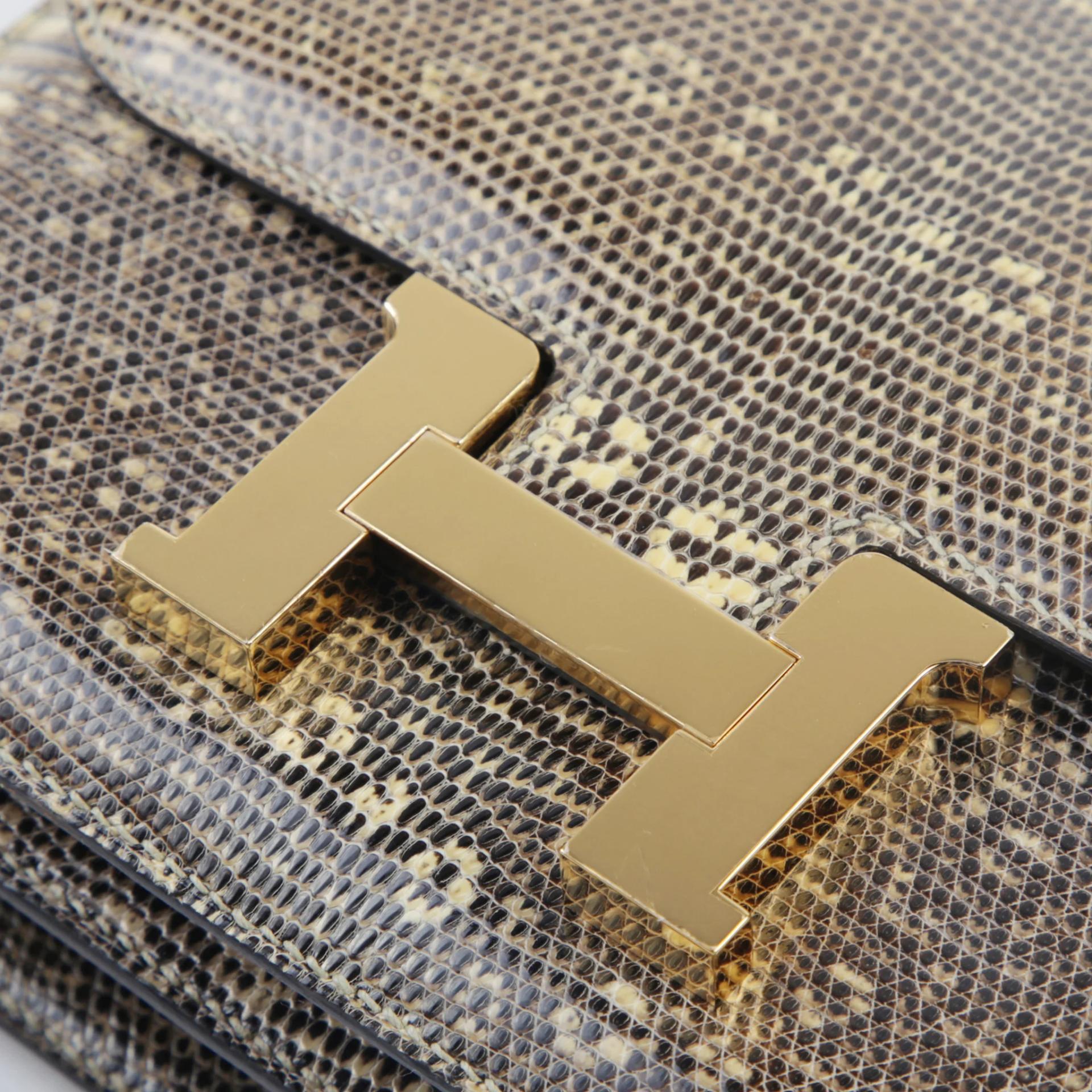 未使用保存品 HERMÈS 愛馬仕 Constance 康康 Mini 19 1B 原色蜥蜴 Ombre 蜥蜴皮 金扣 Y刻 2020年 - 8