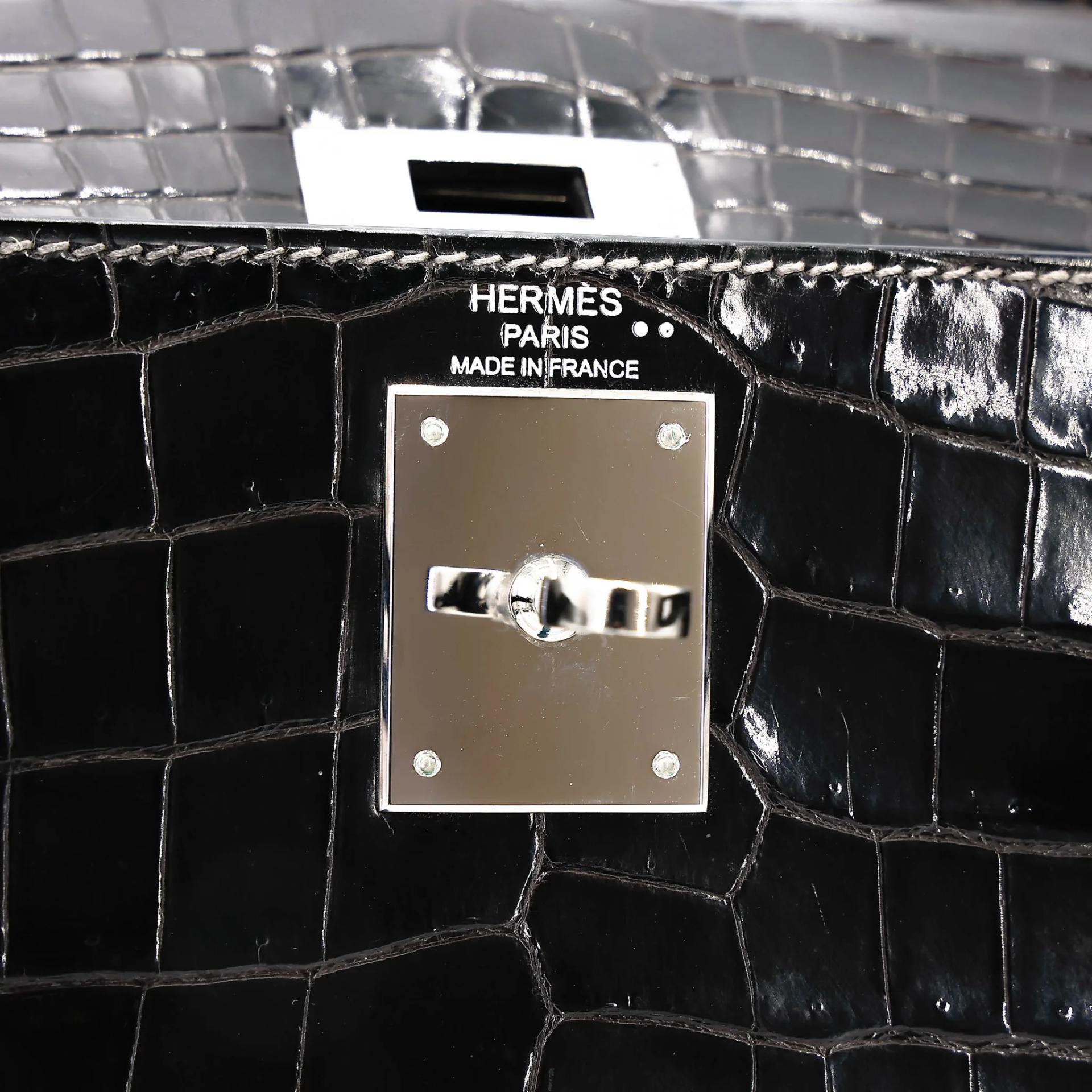 ランク SA HERMÈS エルメス ケリー28 セリエ グラファイト (88) クロコダイル ニロティカス リセ シルバー金具 □P刻印 (2012) - 28
