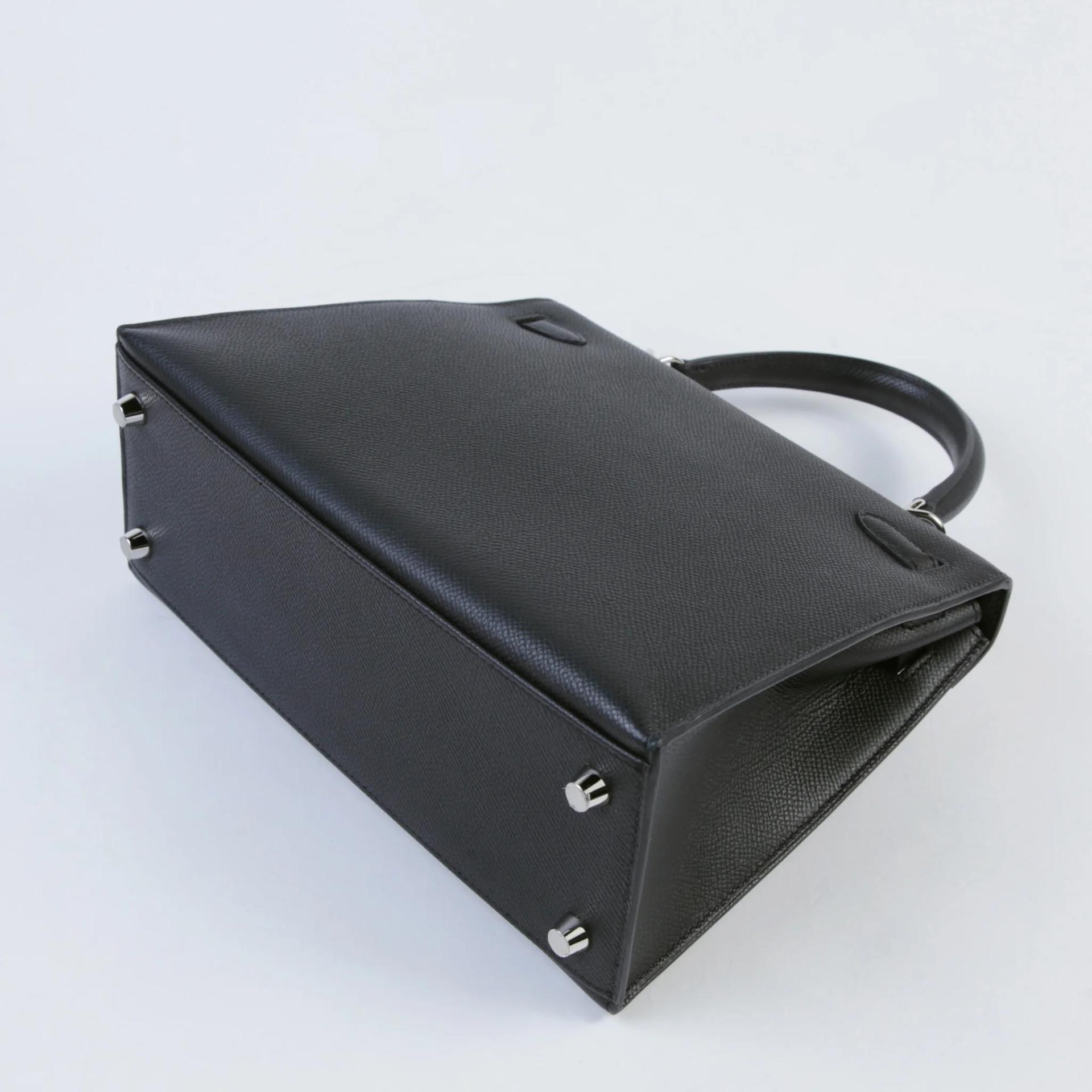 Excellent ( Rank SA ) HERMÈS Kelly 25 Sellier Noir (89) Epsom Palladium hardware K (2025) - 7