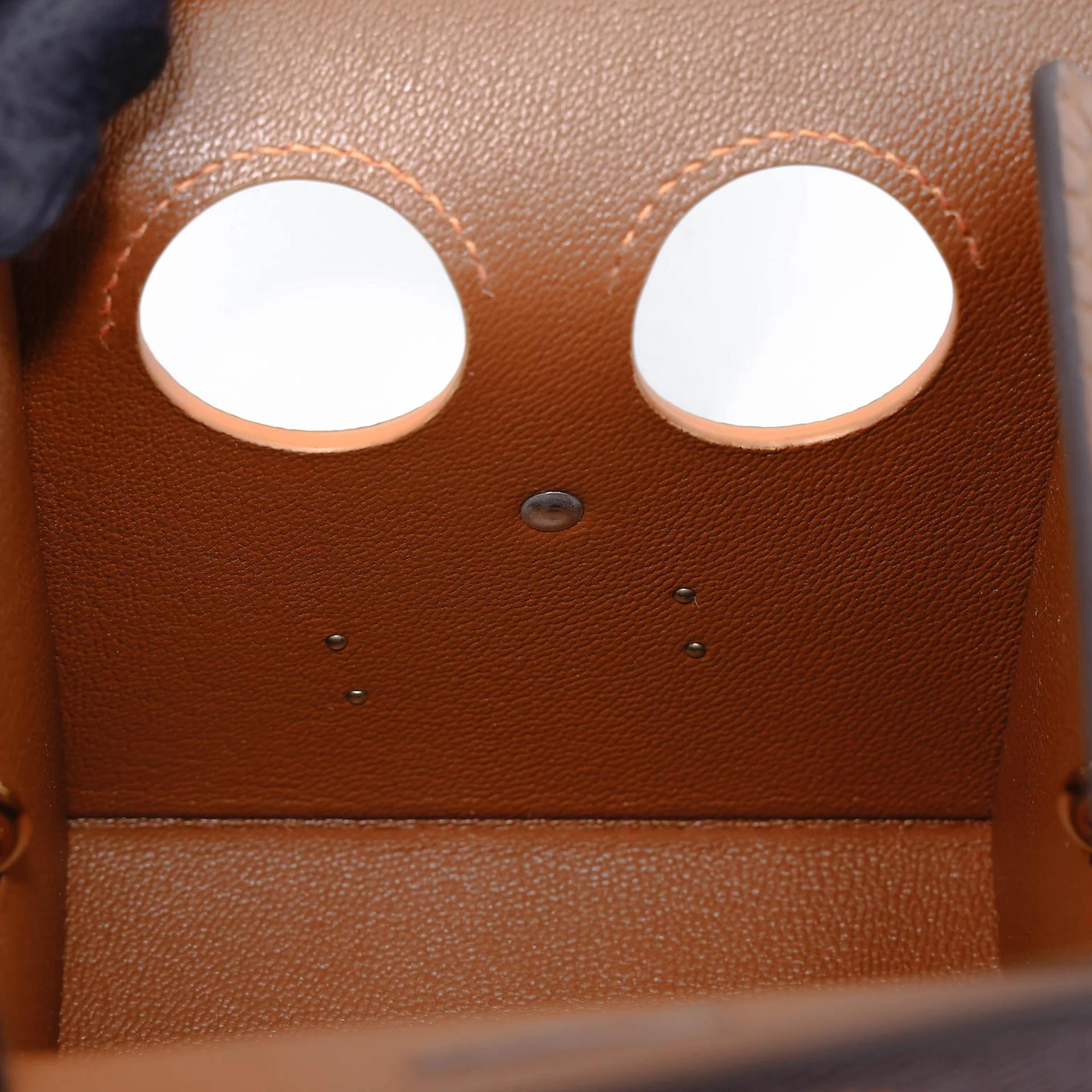 Unused ( Rank NS ) HERMÈS Limited Edition Robot cube minaudiere Rouge Sellier (0G) Gold (37) Epsom Matte Alligator Palladium hardware Gold hardware - 13