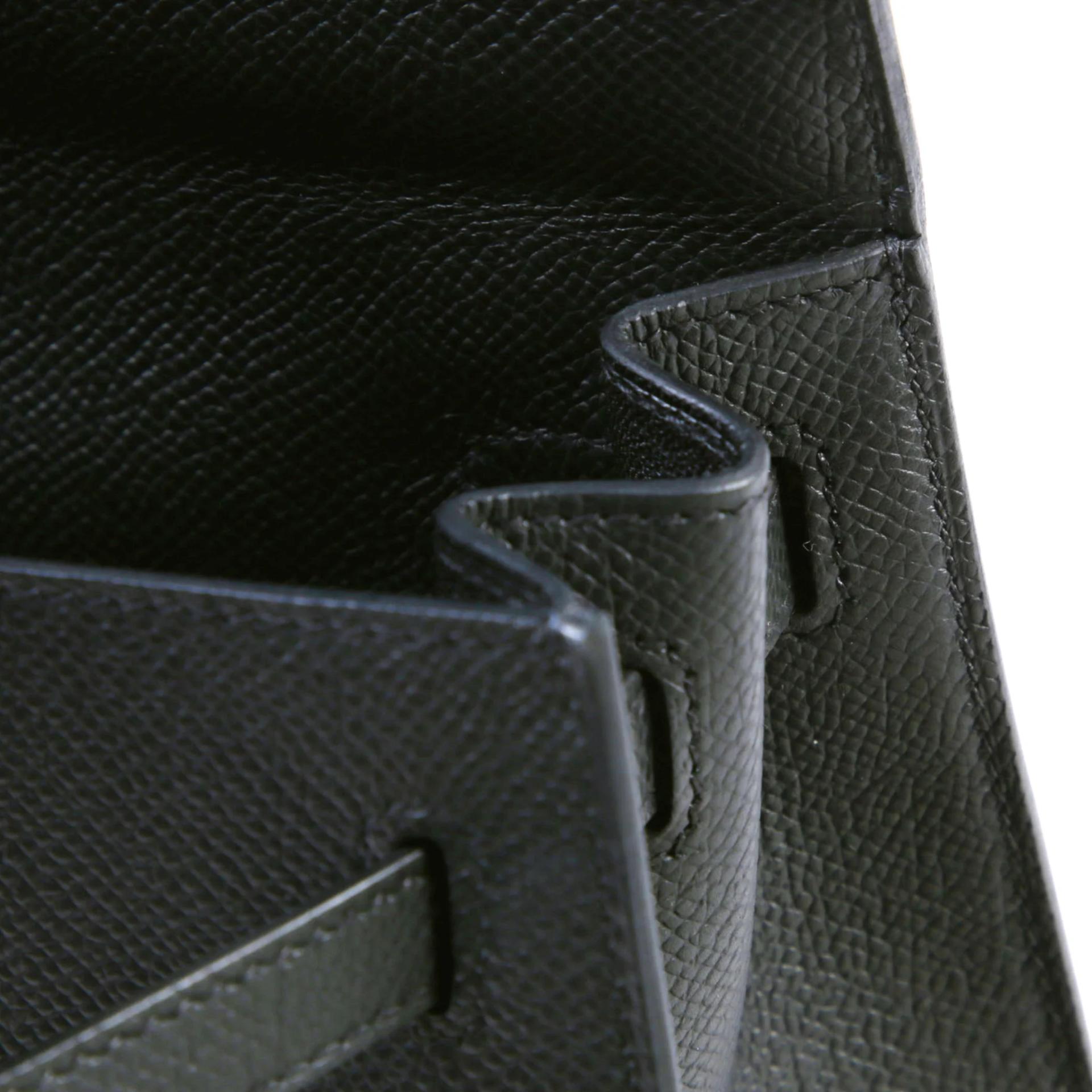Excellent ( Rank SA ) HERMÈS Kelly 25 Sellier Noir (89) Epsom Palladium hardware K (2025) - 11