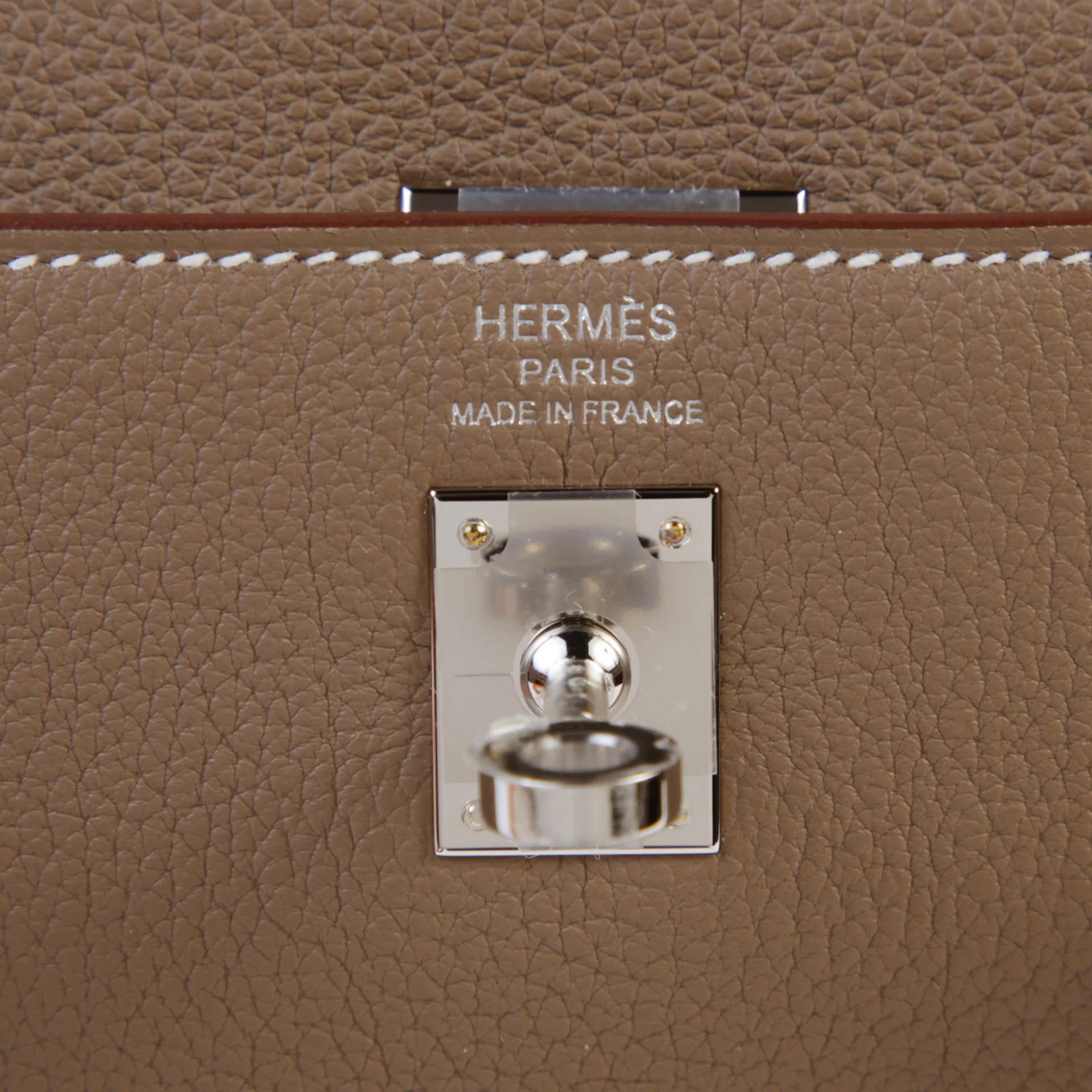 Brand New ( Rank N ) HERMÈS Kelly 25 Etoupe (18) Togo Palladium hardware G (2026) - 9