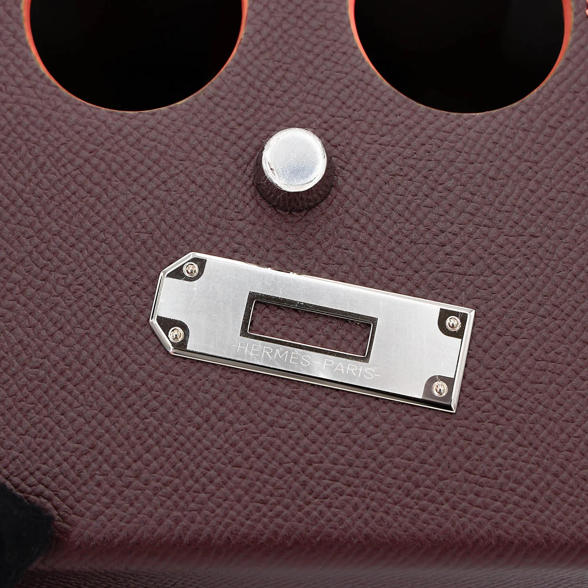 Unused ( Rank NS ) HERMÈS Limited Edition Robot cube minaudiere Rouge Sellier (0G) Gold (37) Epsom Matte Alligator Palladium hardware Gold hardware - 6
