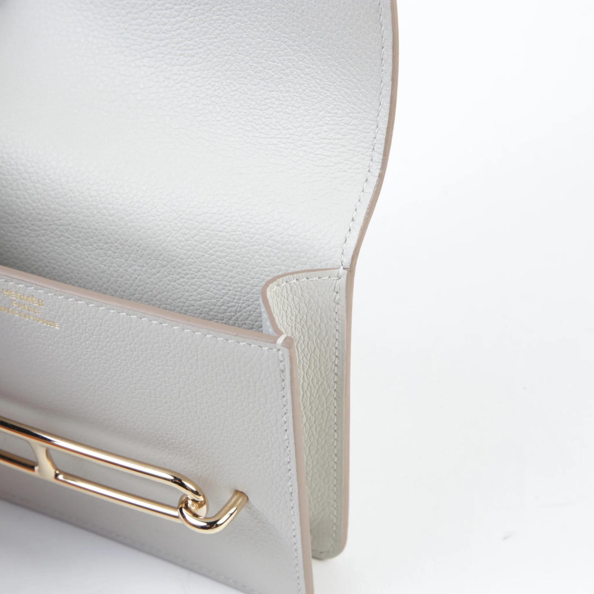 [未使用保存品] HERMÈS 爱马仕 Roulis Slim 钱包 80 Gris Perle 珍珠灰 Evercolor皮 香槟金扣 - 10