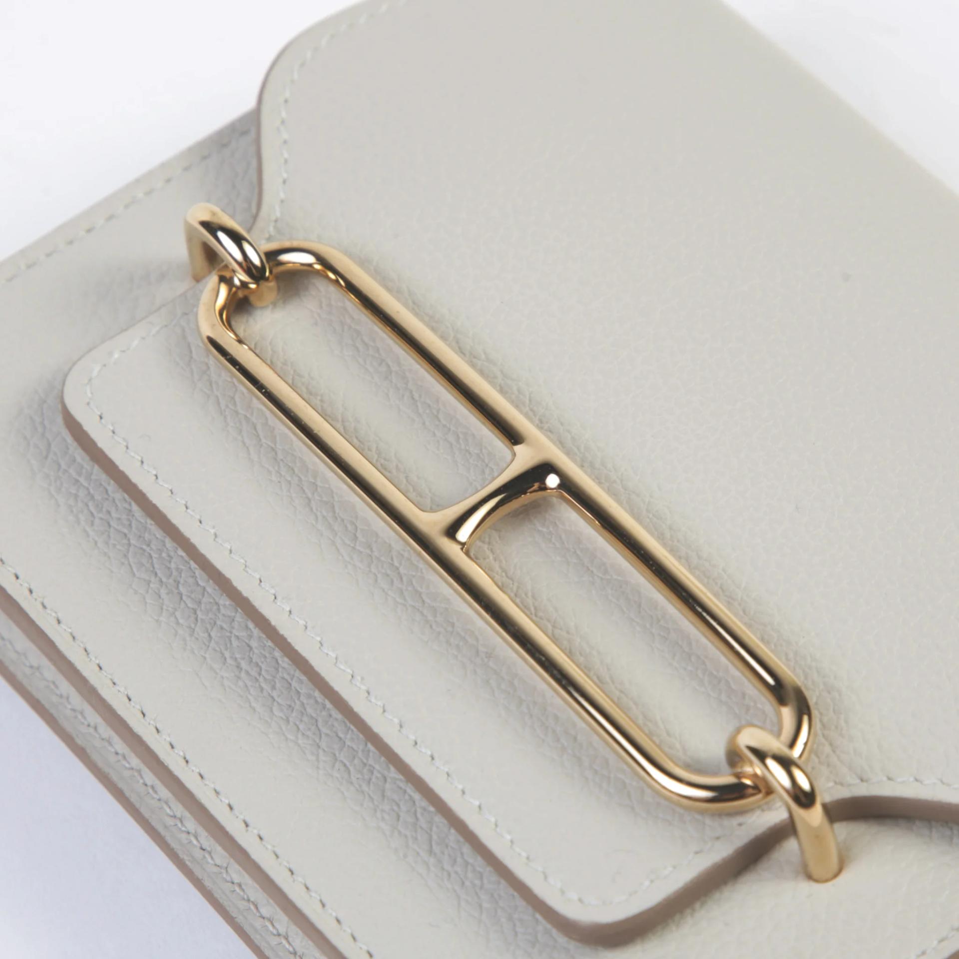 [未使用保存品] HERMÈS 爱马仕 Roulis Slim 钱包 80 Gris Perle 珍珠灰 Evercolor皮 香槟金扣 - 7