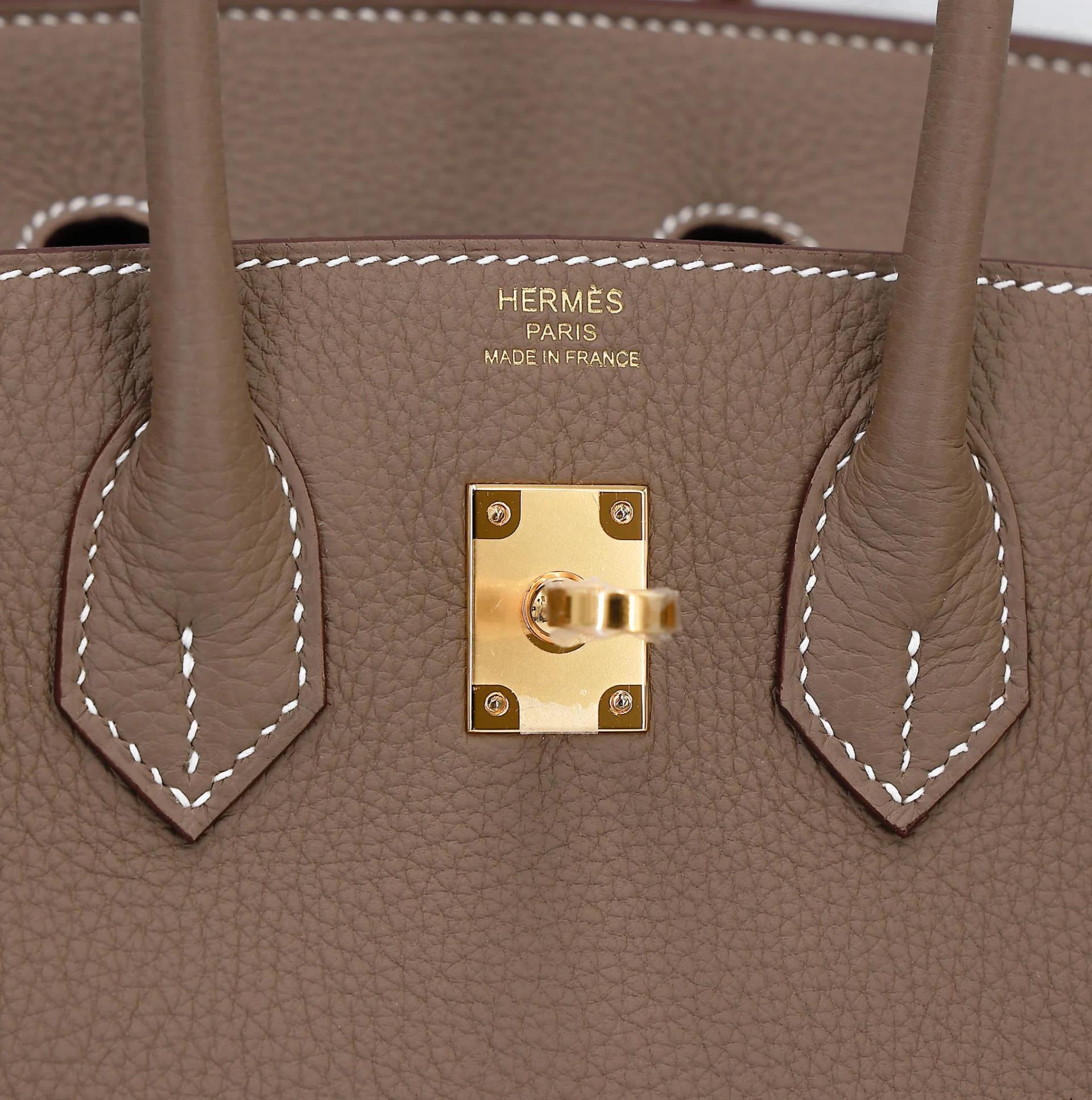 Brand New ( Rank N ) HERMÈS Birkin 25 Etoupe (18) Togo Gold hardware G (2026) - 10