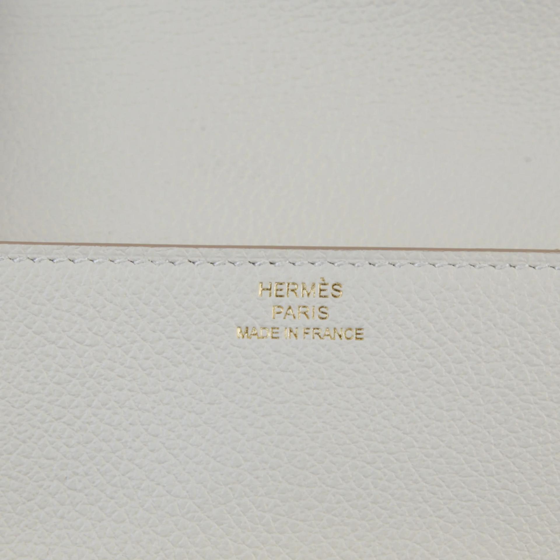 [未使用保存品] HERMÈS 爱马仕 Roulis Slim 钱包 80 Gris Perle 珍珠灰 Evercolor皮 香槟金扣 - 8