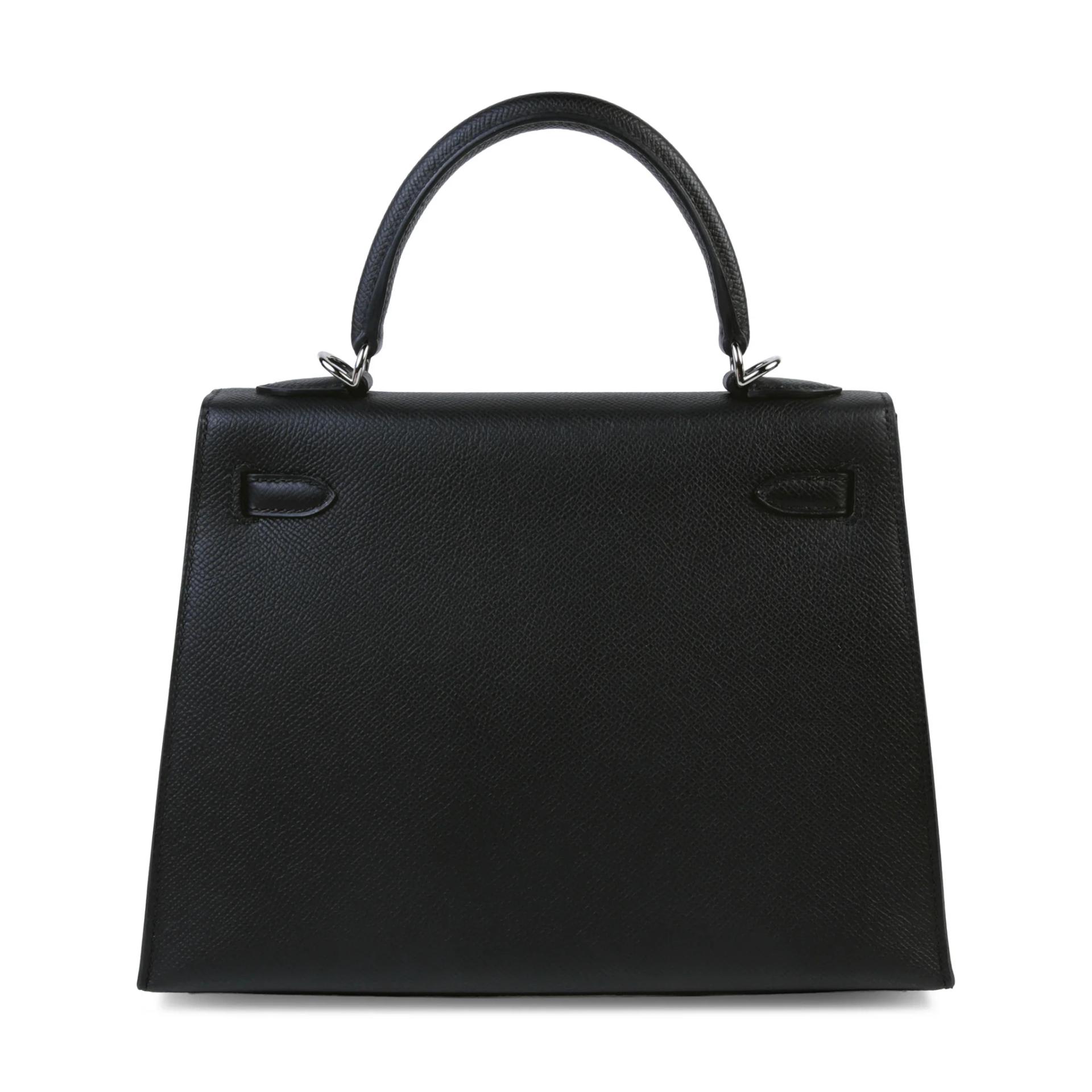 Excellent ( Rank SA ) HERMÈS Kelly 25 Sellier Noir (89) Epsom Palladium hardware K (2025) - 2