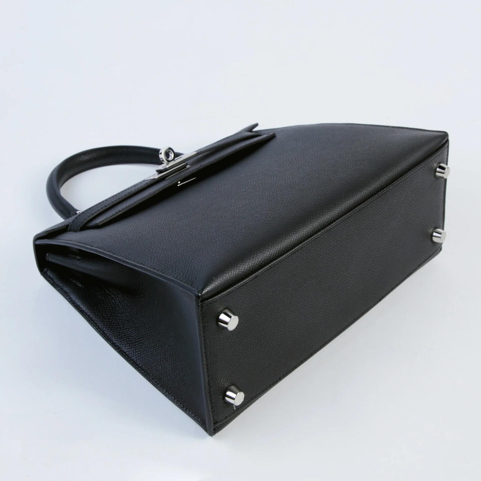 Excellent ( Rank SA ) HERMÈS Kelly 25 Sellier Noir (89) Epsom Palladium hardware K (2025) - 4