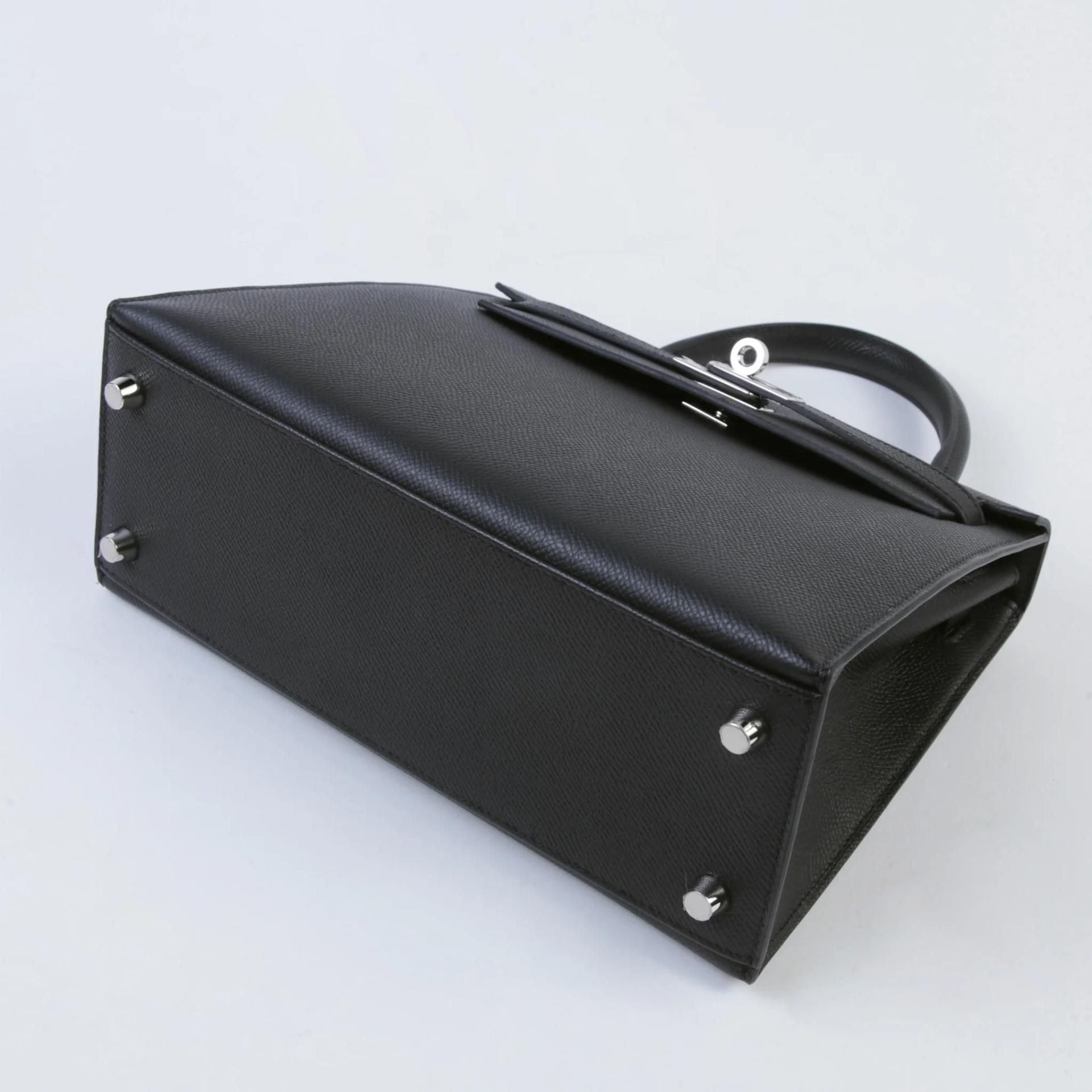 Excellent ( Rank SA ) HERMÈS Kelly 25 Sellier Noir (89) Epsom Palladium hardware K (2025) - 5