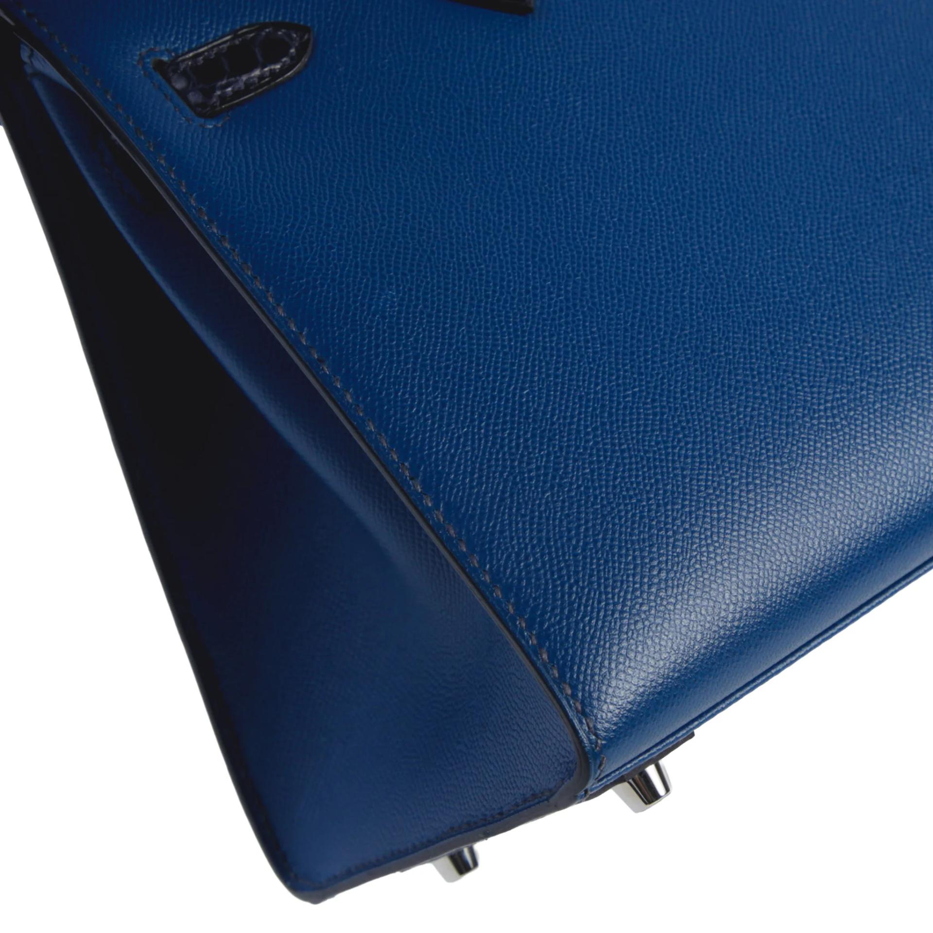 Excellent ( Rank SA ) HERMÈS Limited Edition Birkin Faubourg 20 Sellier Deep Blue (S4) Blue Marine (78) Madame Matte Alligator Palladium hardware D (2019) - 6