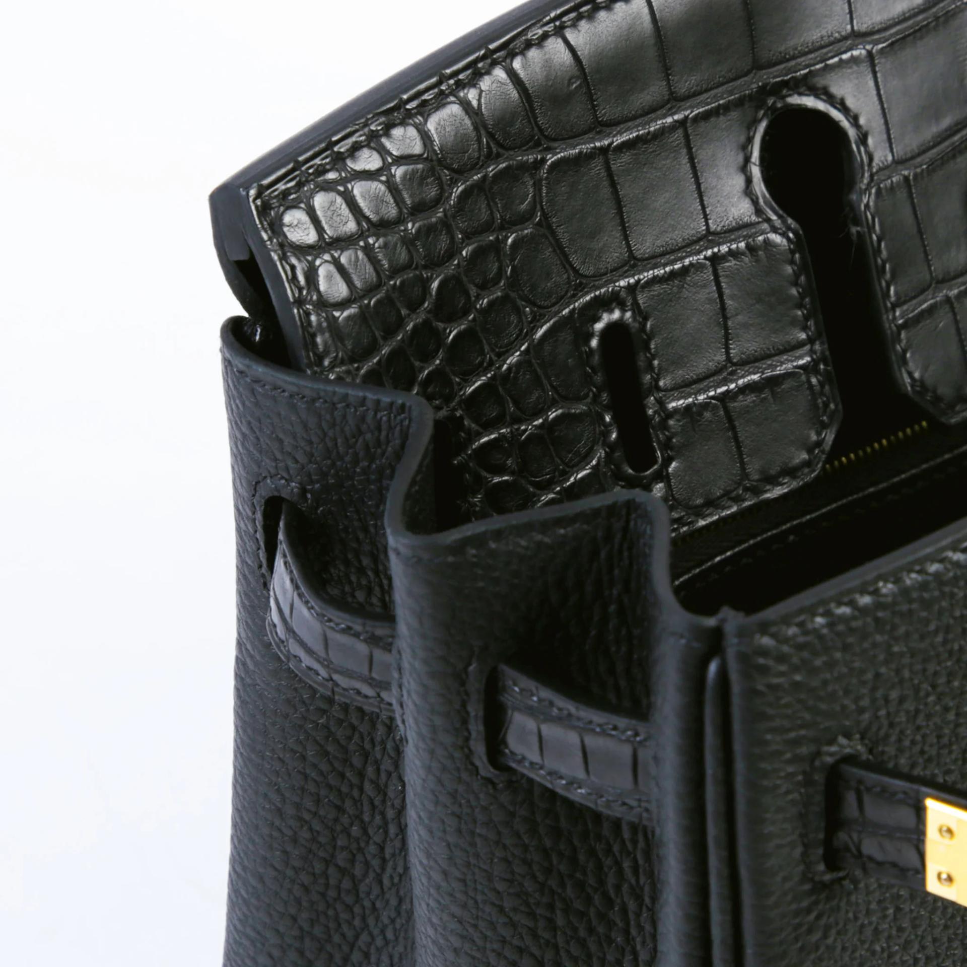 Brand New ( Rank N ) HERMÈS Birkin 25 Touch Noir (89) Matte Alligator Togo Gold hardware K (2025) - 12