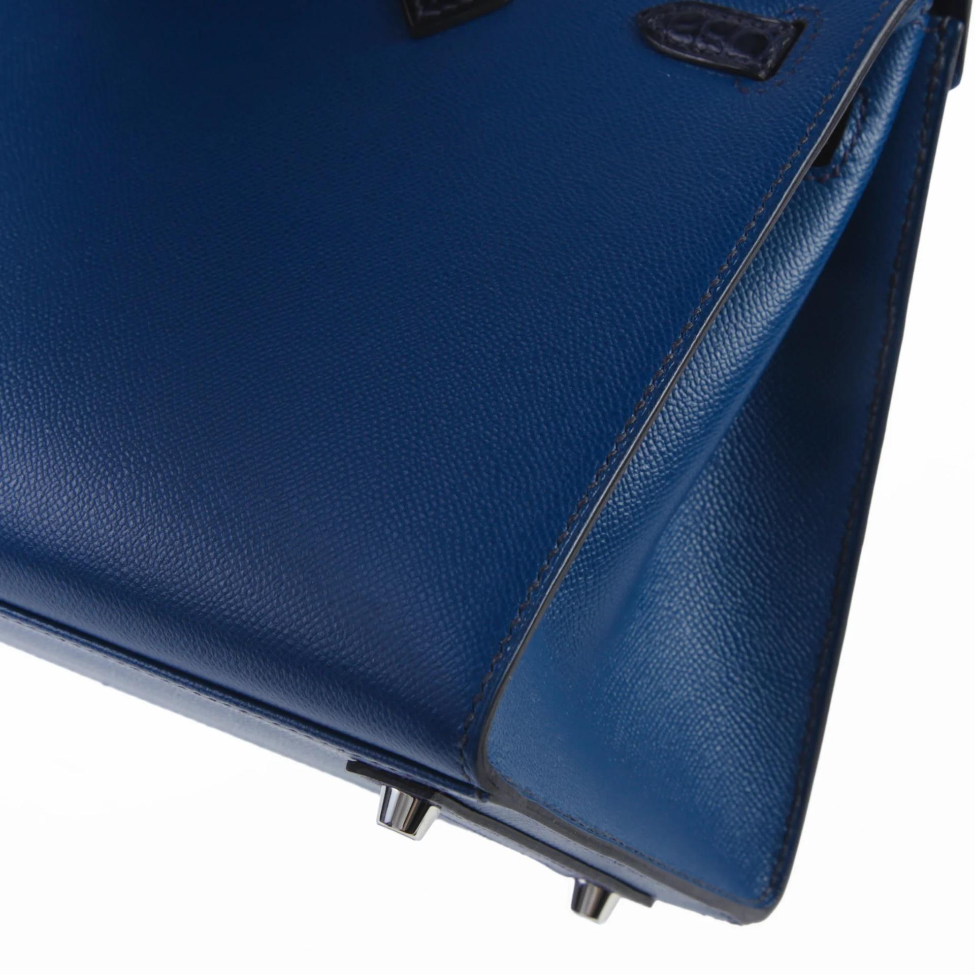 Excellent ( Rank SA ) HERMÈS Limited Edition Birkin Faubourg 20 Sellier Deep Blue (S4) Blue Marine (78) Madame Matte Alligator Palladium hardware D (2019) - 7
