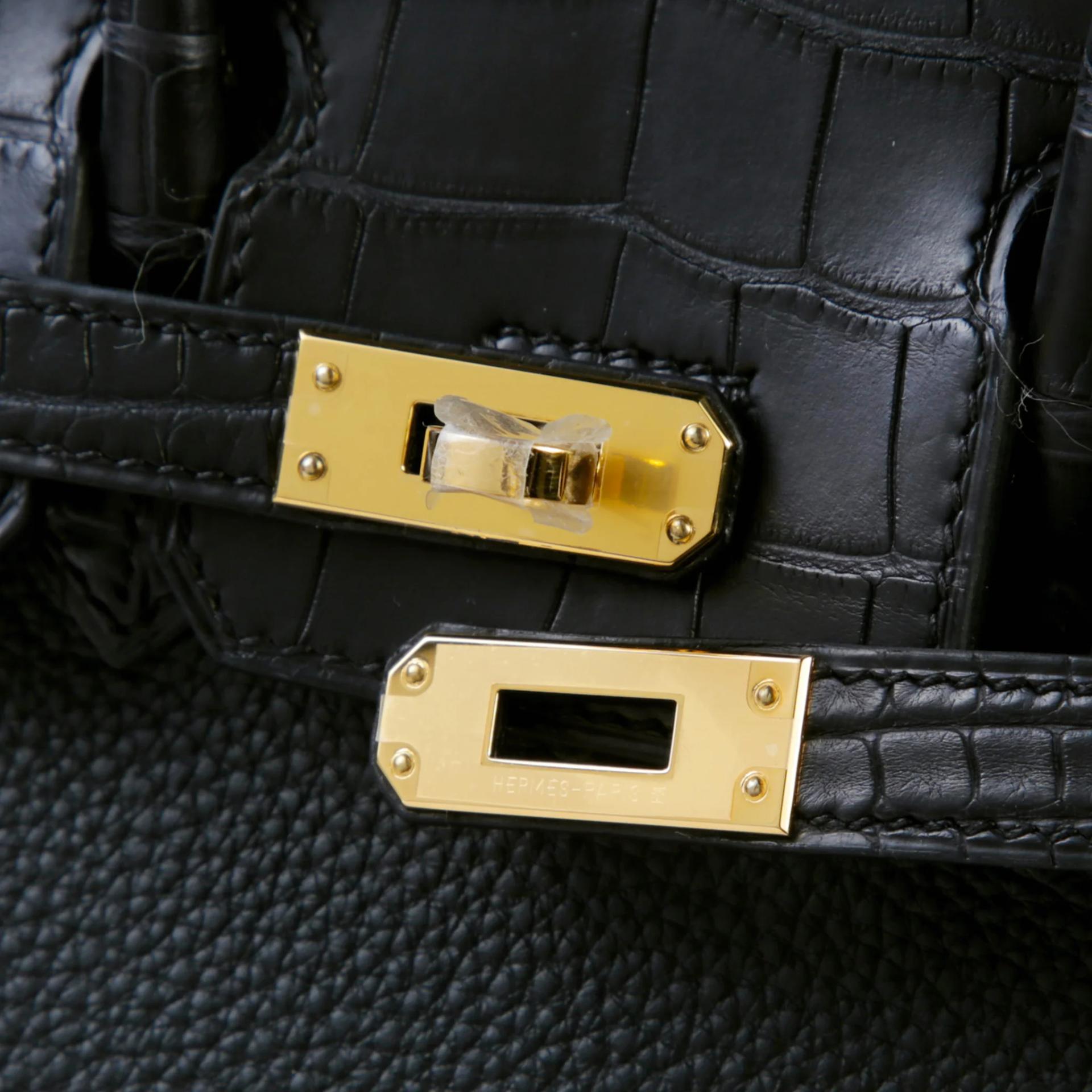 Brand New ( Rank N ) HERMÈS Birkin 25 Touch Noir (89) Matte Alligator Togo Gold hardware K (2025) - 8