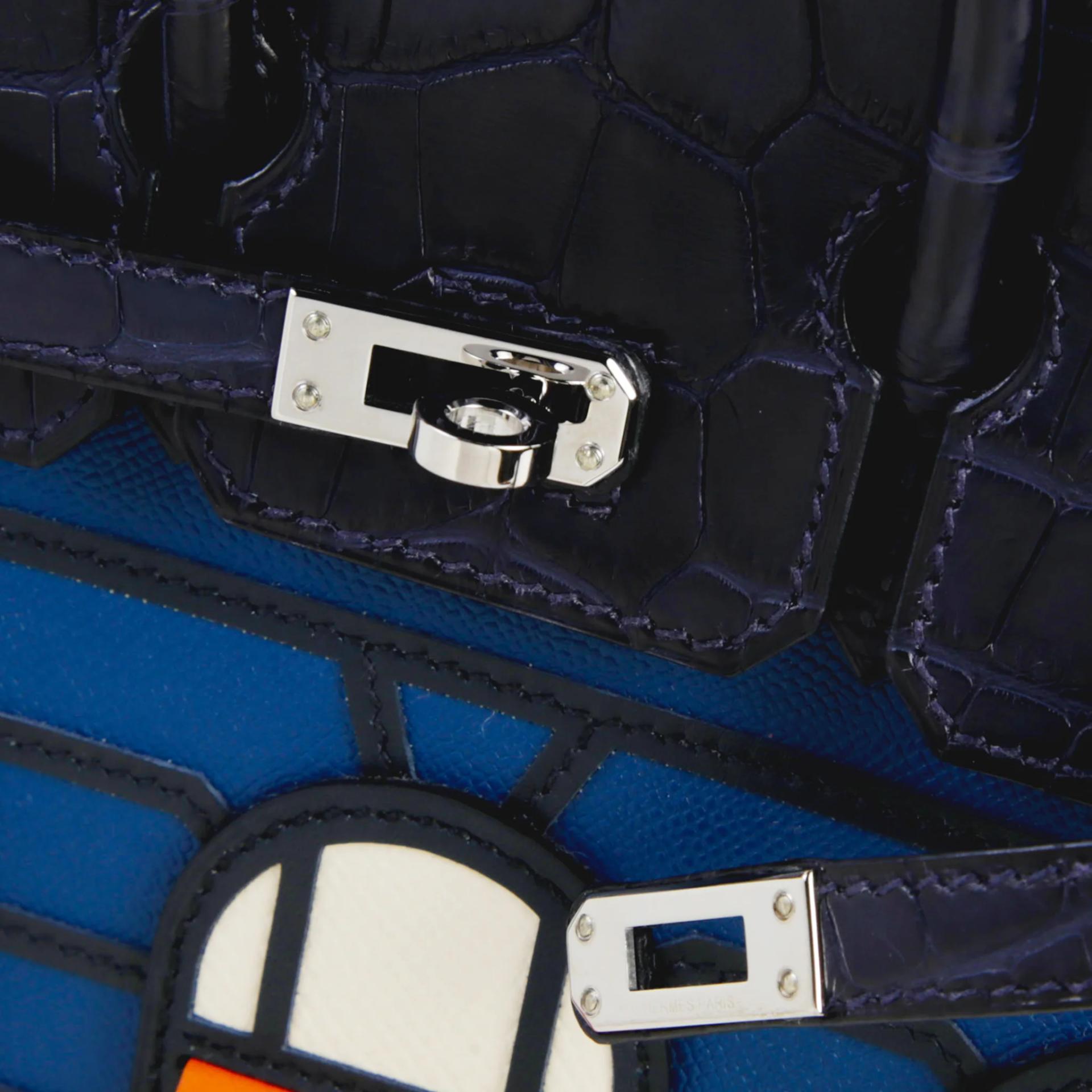 Excellent ( Rank SA ) HERMÈS Limited Edition Birkin Faubourg 20 Sellier Deep Blue (S4) Blue Marine (78) Madame Matte Alligator Palladium hardware D (2019) - 8