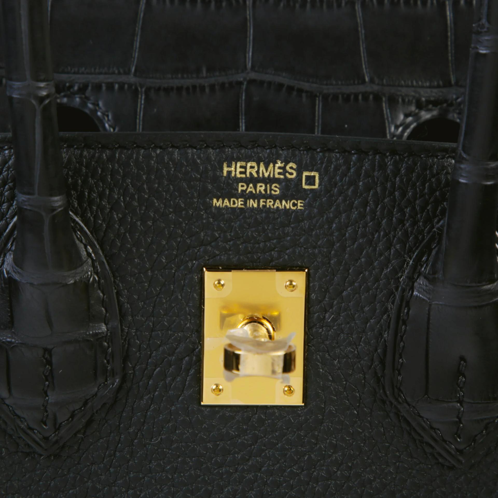 Brand New ( Rank N ) HERMÈS Birkin 25 Touch Noir (89) Matte Alligator Togo Gold hardware K (2025) - 9