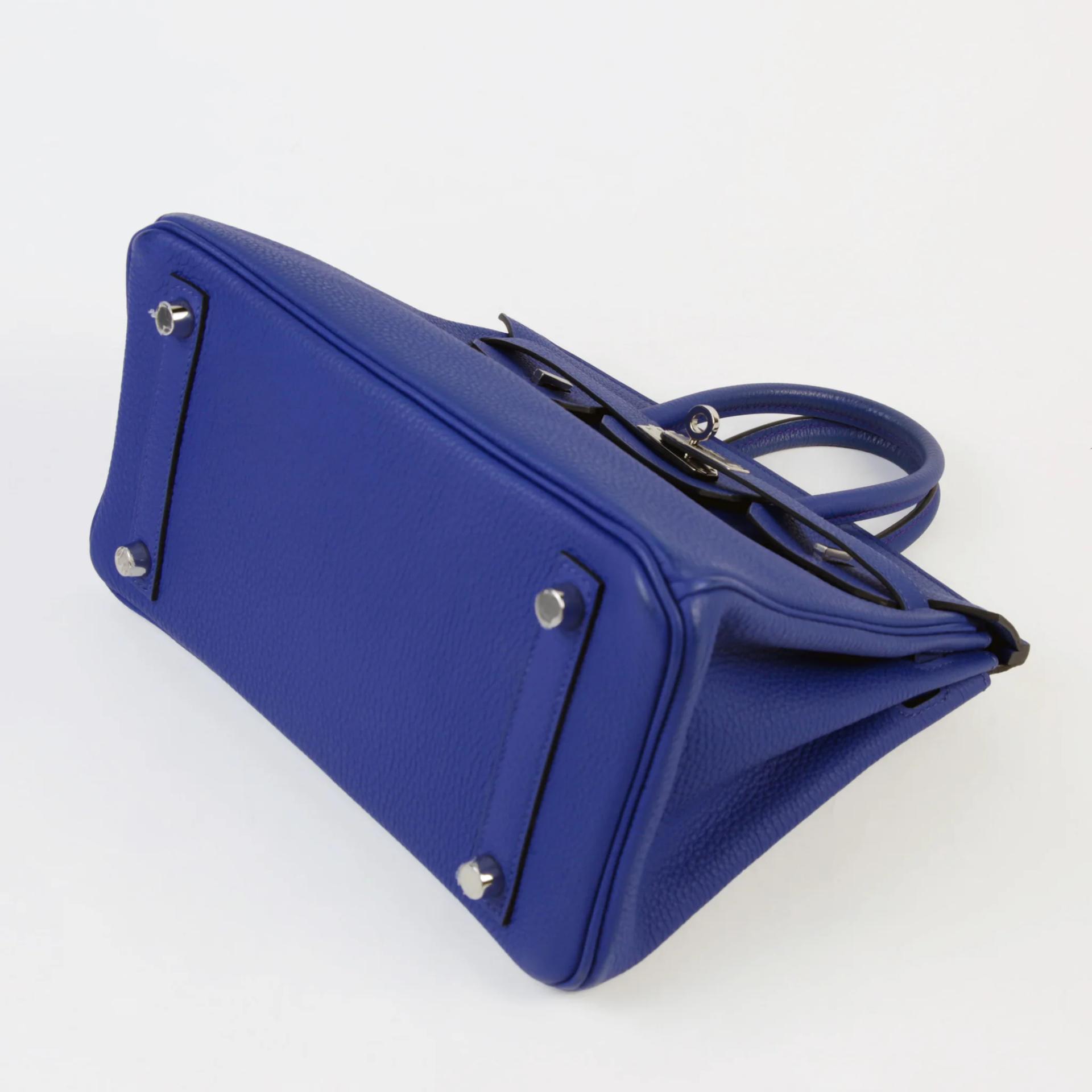 Very Good ( Rank A) HERMÈS Birkin 25 Bleu Electrique (7T) Togo Palladium hardware C (2018) - 5