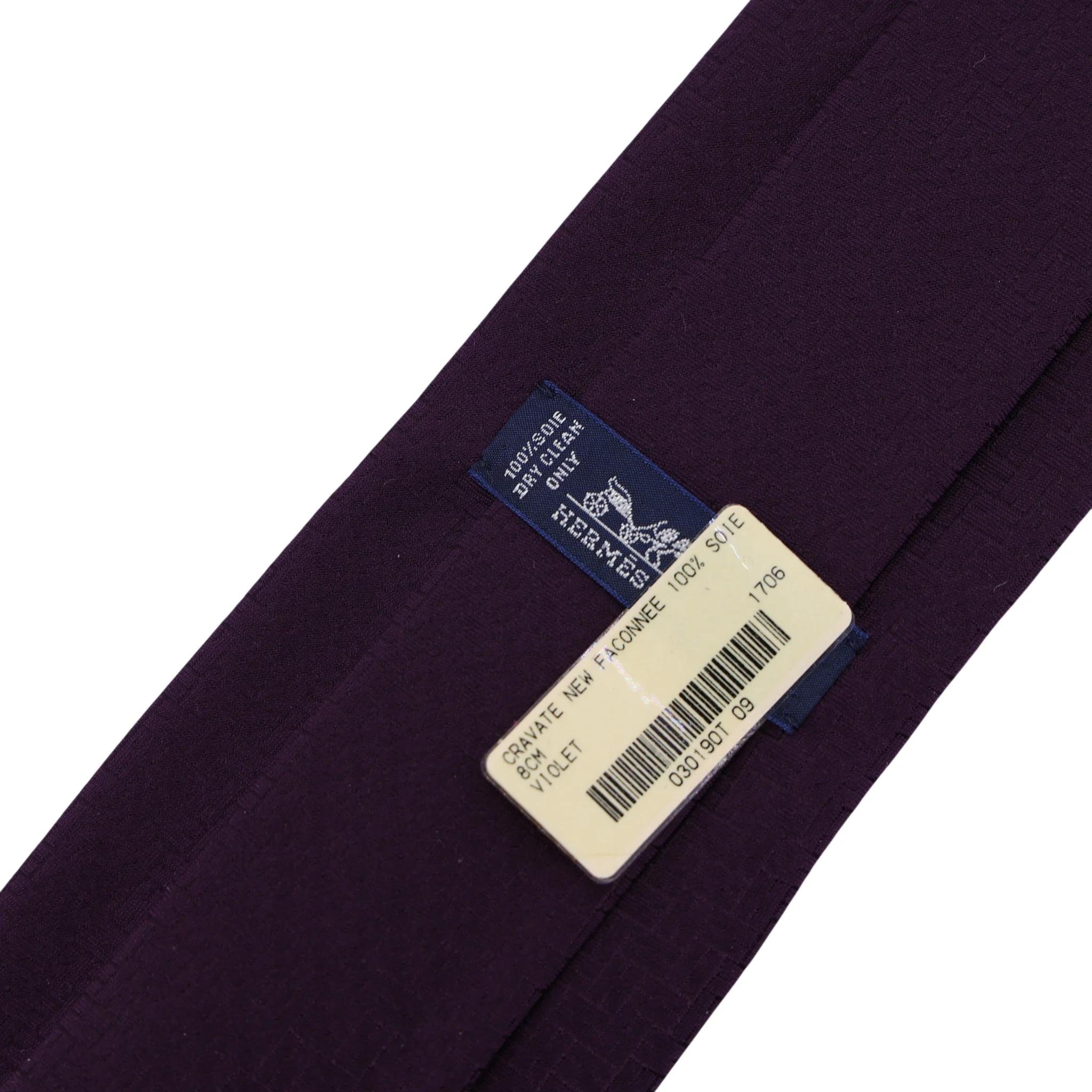 Unused ( Rank NS ) HERMÈS Neckties Cravate New Faconnee Purple Silk - 4