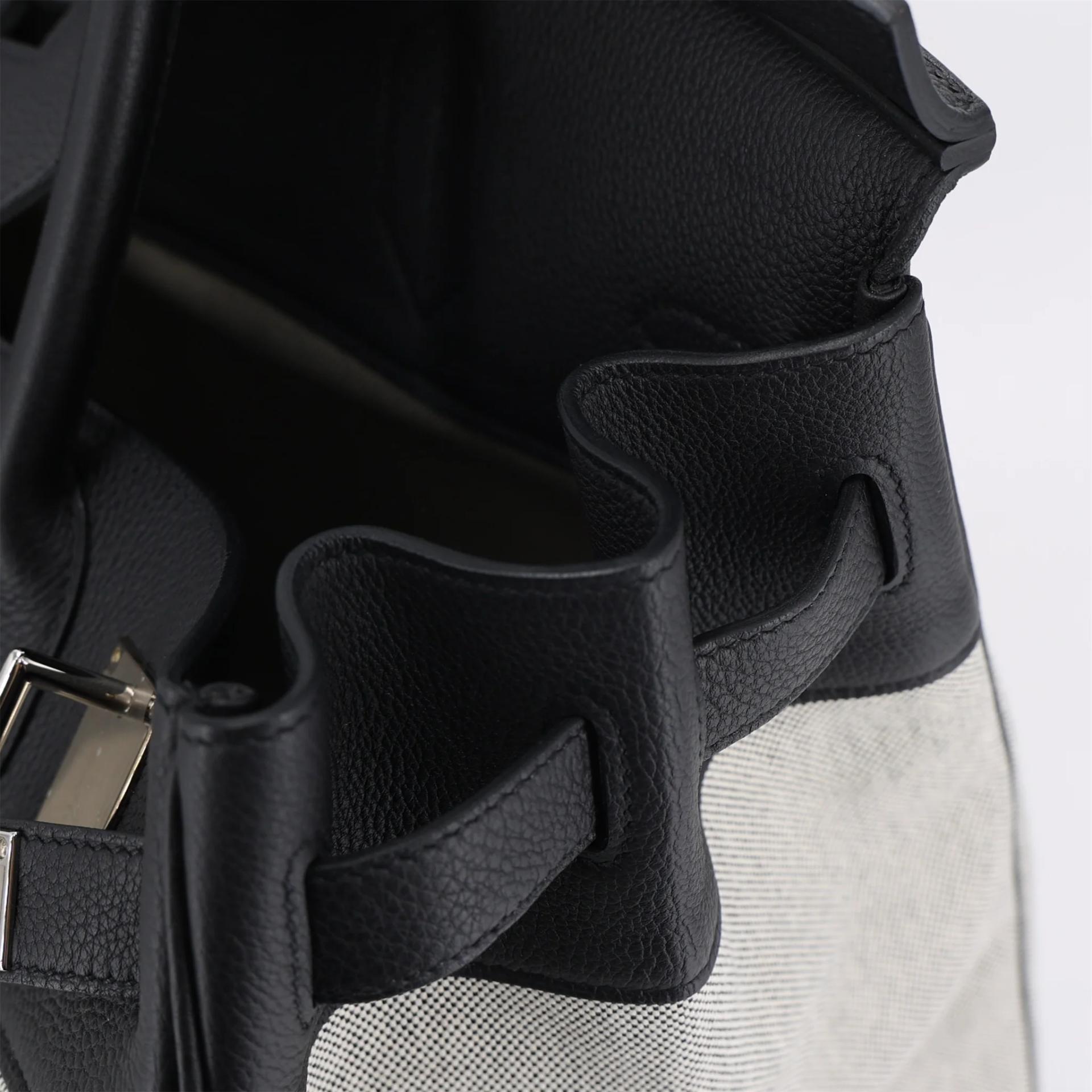Excellent ( Rank SA ) HERMÈS Haut à Courroies HAC 40 Noir (89) Ecru Toile H canvas Togo Palladium hardware U (2022) - 15