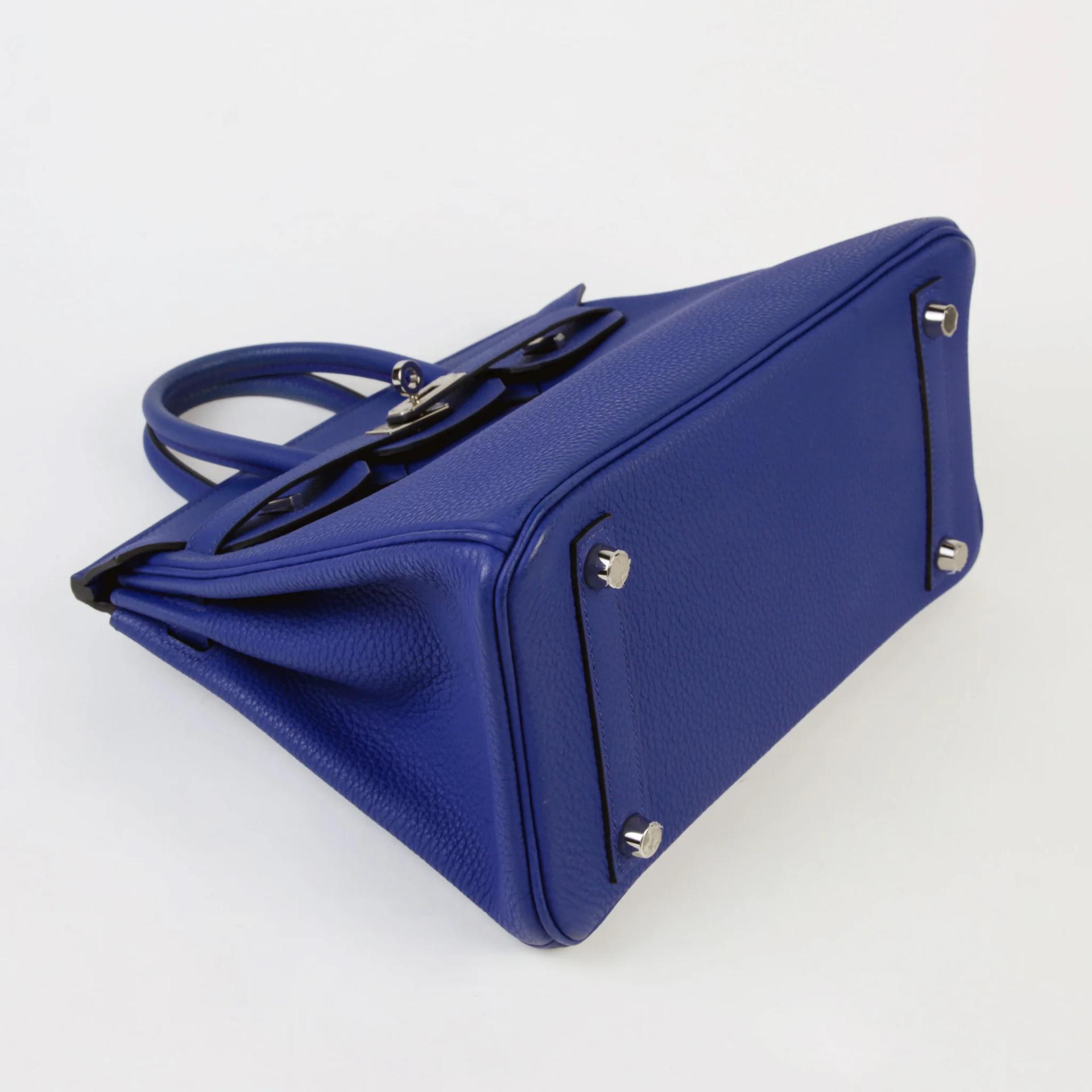 Very Good ( Rank A) HERMÈS Birkin 25 Bleu Electrique (7T) Togo Palladium hardware C (2018) - 4
