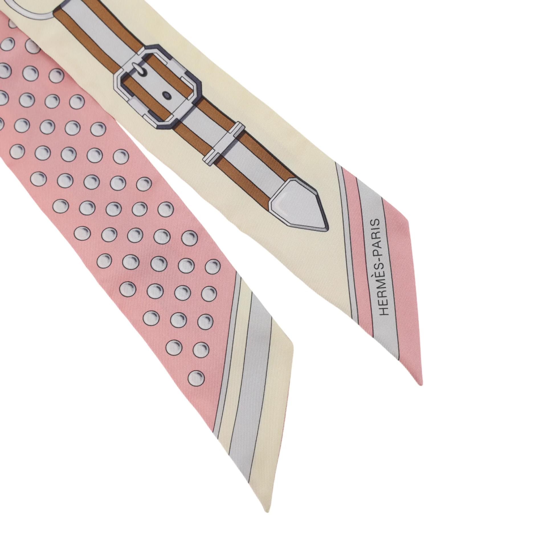 Brand New ( Rank N ) HERMÈS Twilly Grand Tralala Pink Silk - 3