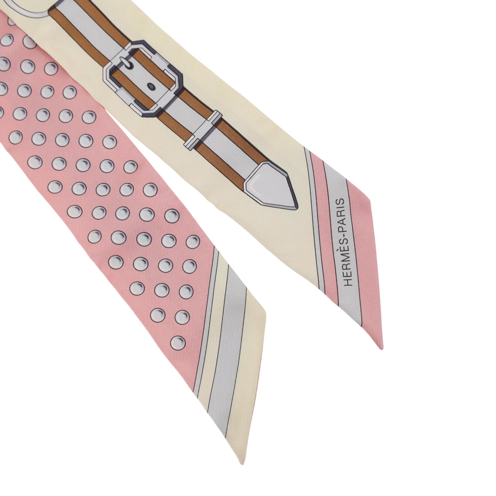 Brand New ( Rank N ) HERMÈS Twilly Grand Tralala Pink Silk - 3