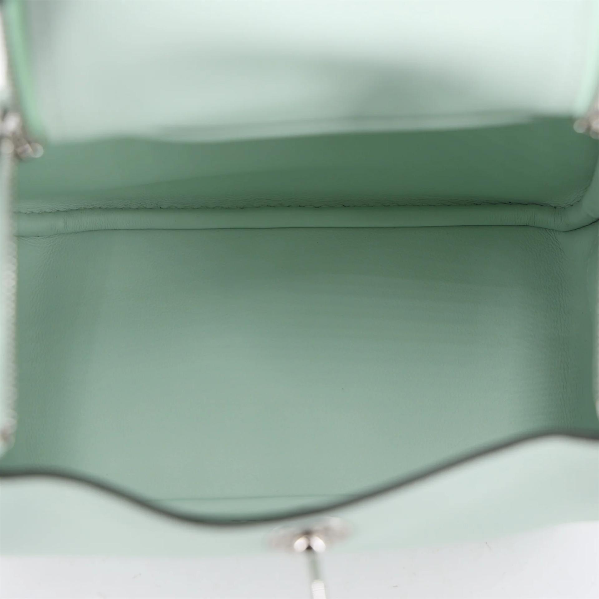 Brand New ( Rank N ) HERMÈS Mini Lindy II Vert Peppermint (N3) Swift Palladium hardware K (2025) - 11