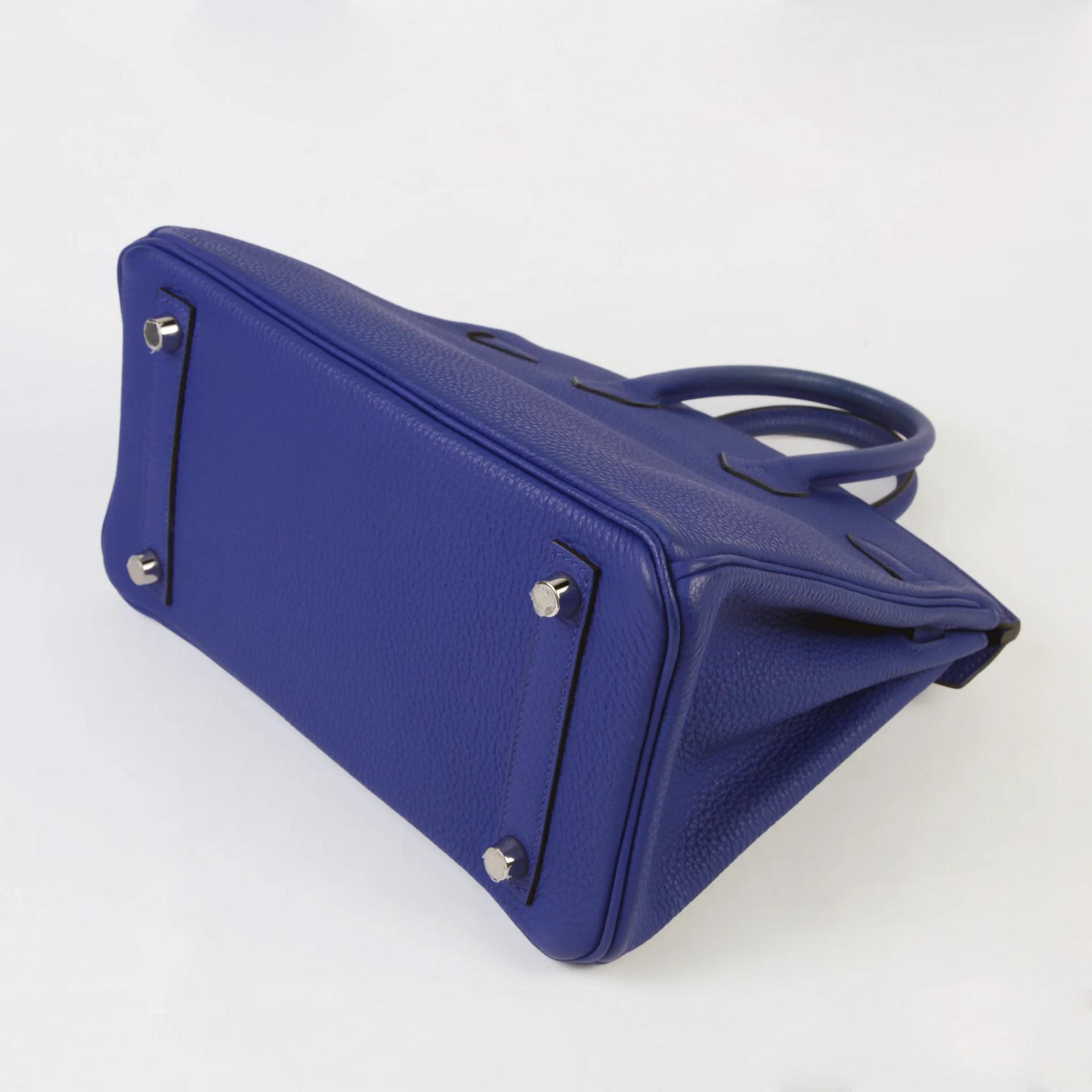 Very Good ( Rank A) HERMÈS Birkin 25 Bleu Electrique (7T) Togo Palladium hardware C (2018) - 7