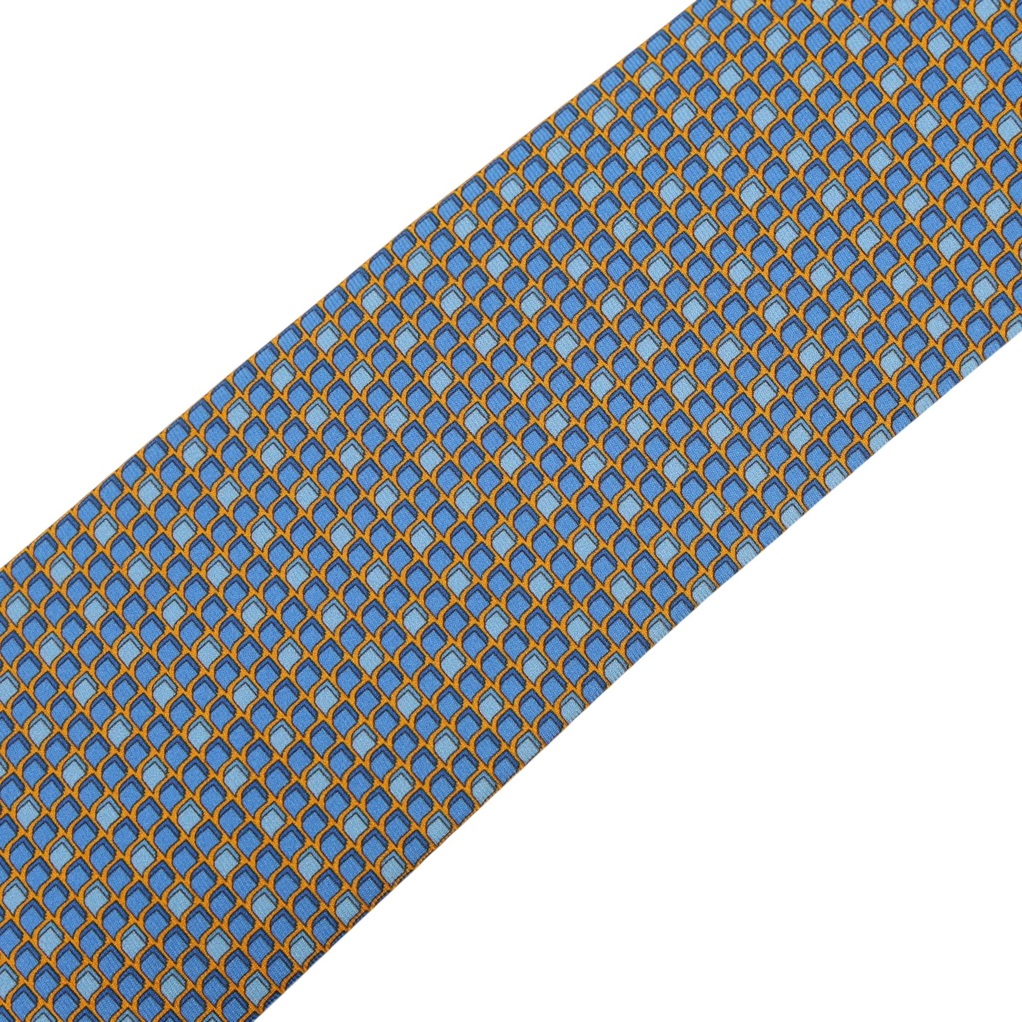 Unused ( Rank NS ) HERMÈS Neckties Cravate Heavy Blue Yellow Silk - 3