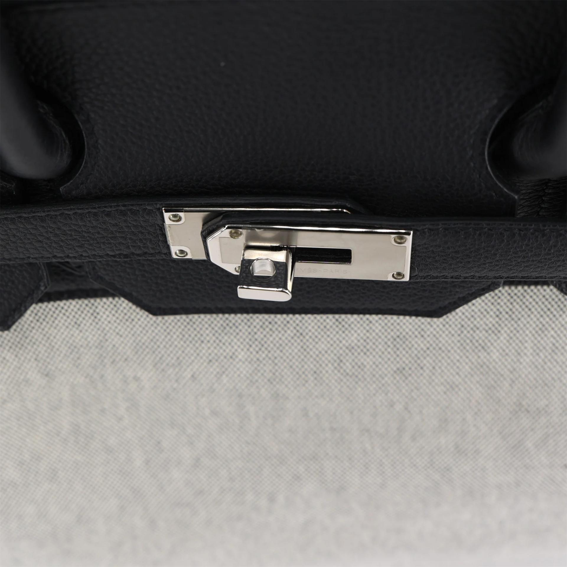 Excellent ( Rank SA ) HERMÈS Haut à Courroies HAC 40 Noir (89) Ecru Toile H canvas Togo Palladium hardware U (2022) - 9