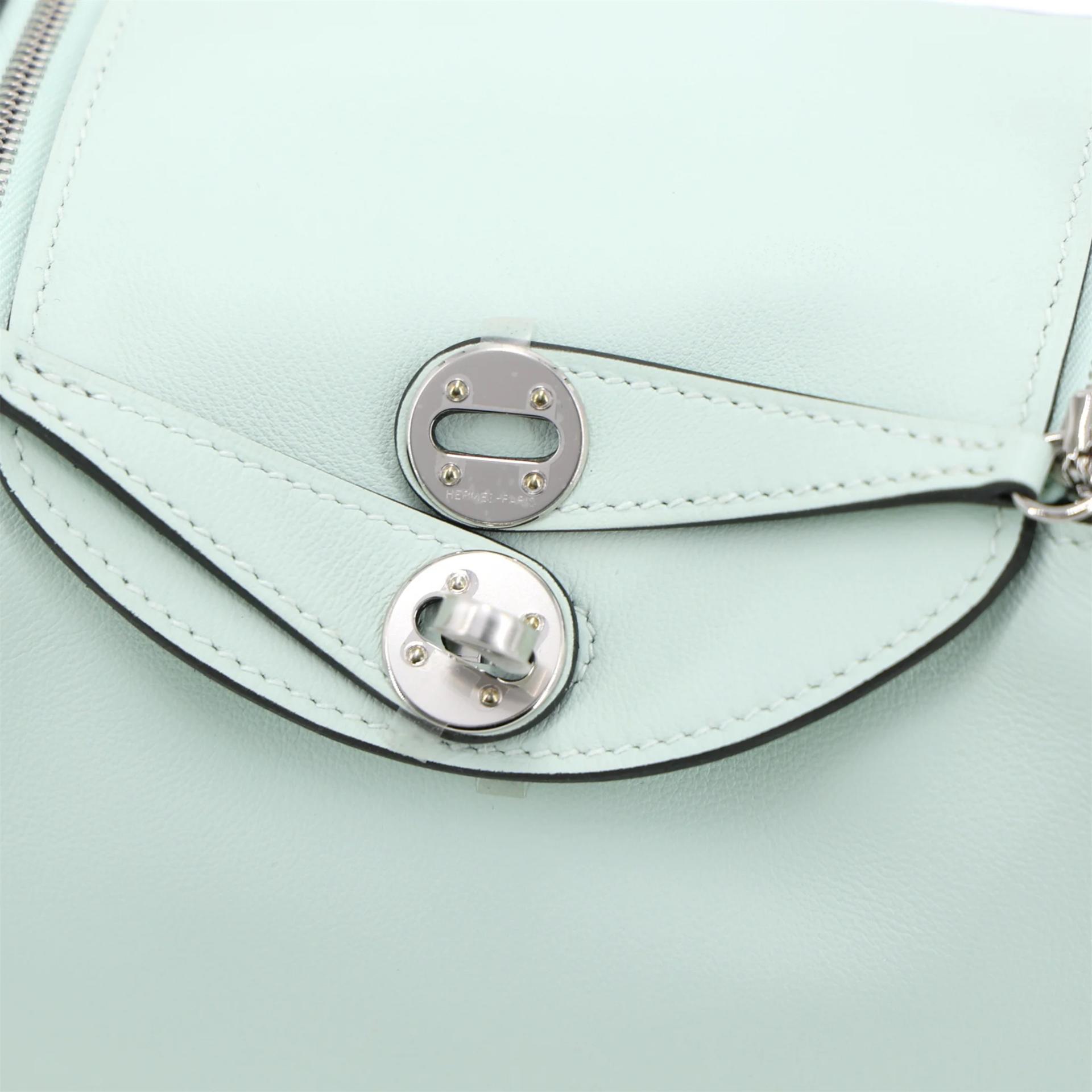Brand New ( Rank N ) HERMÈS Mini Lindy II Vert Peppermint (N3) Swift Palladium hardware K (2025) - 8
