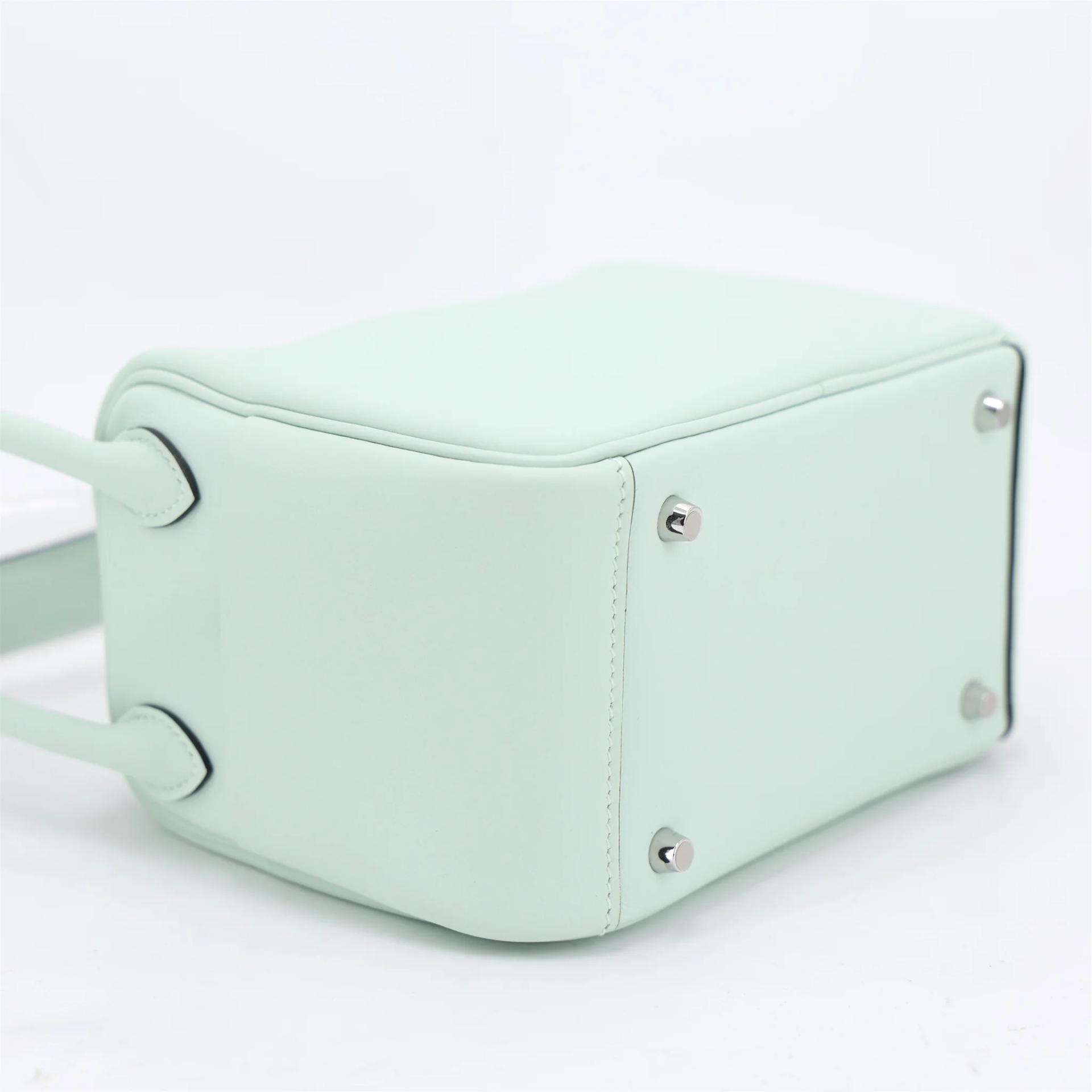 Brand New ( Rank N ) HERMÈS Mini Lindy II Vert Peppermint (N3) Swift Palladium hardware K (2025) - 6