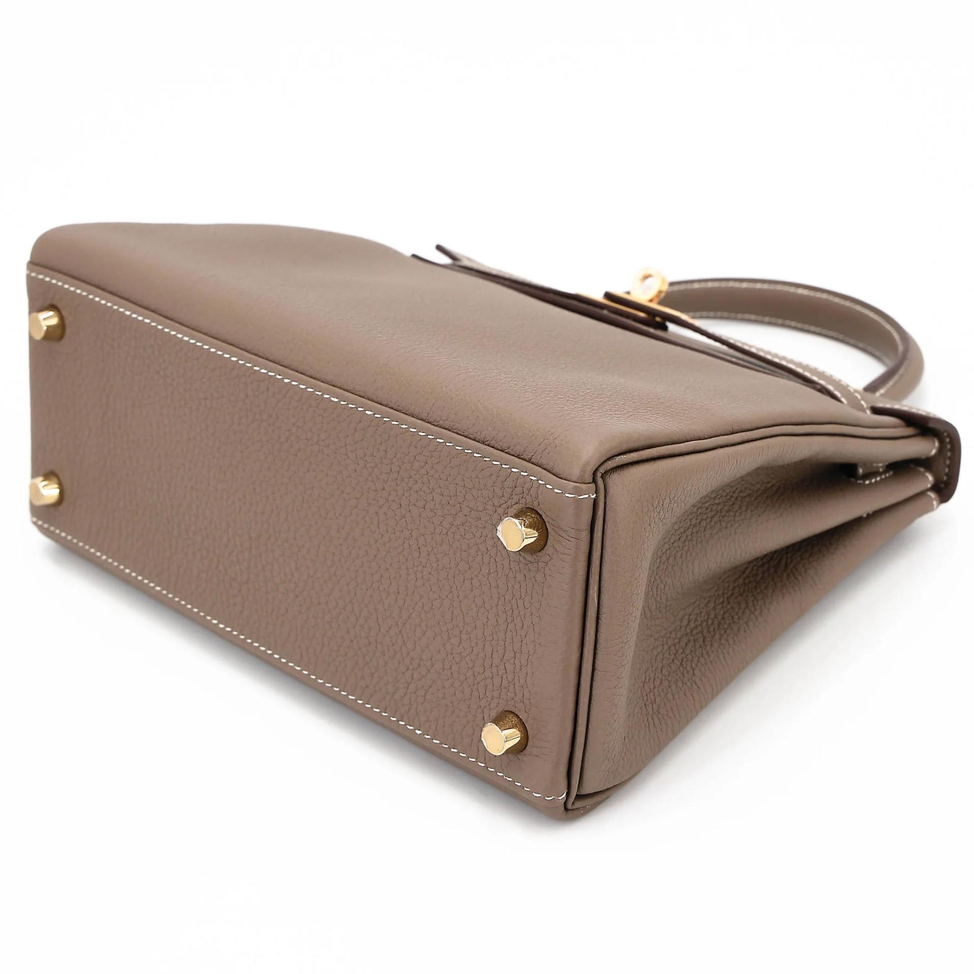 Brand New ( Rank N ) HERMÈS Kelly 25 Etoupe (18) Togo Gold hardware K (2025) - 4