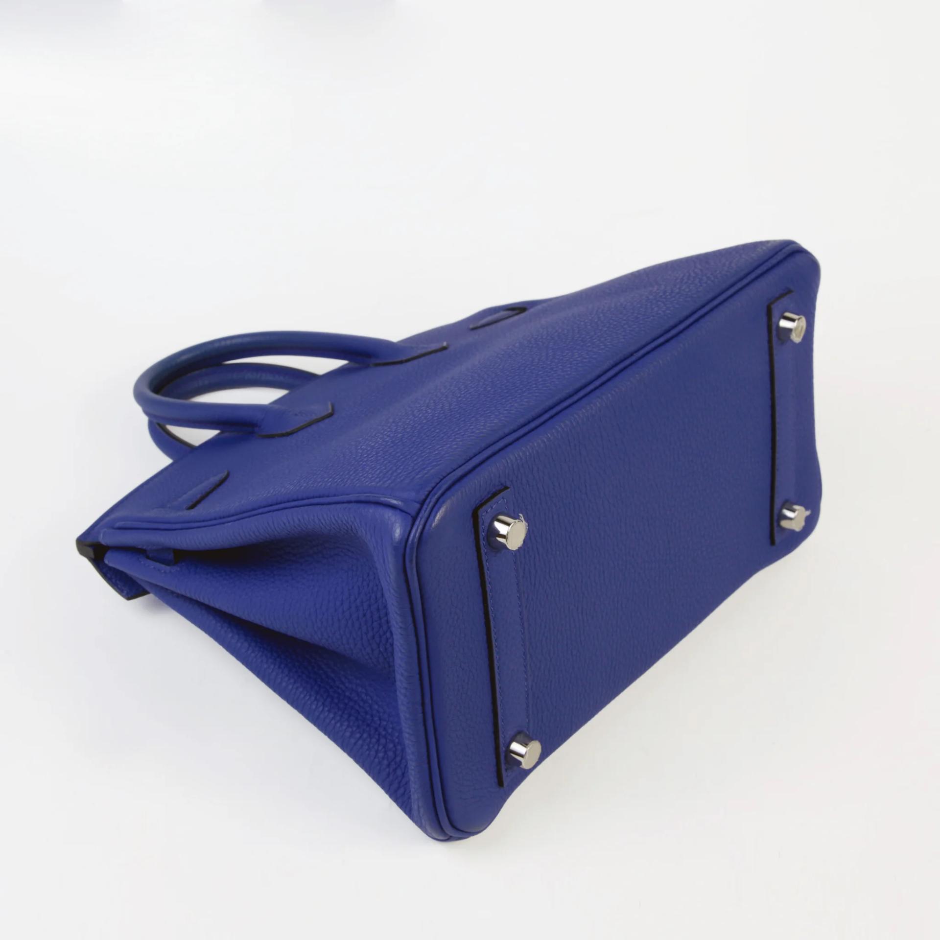 Very Good ( Rank A) HERMÈS Birkin 25 Bleu Electrique (7T) Togo Palladium hardware C (2018) - 6