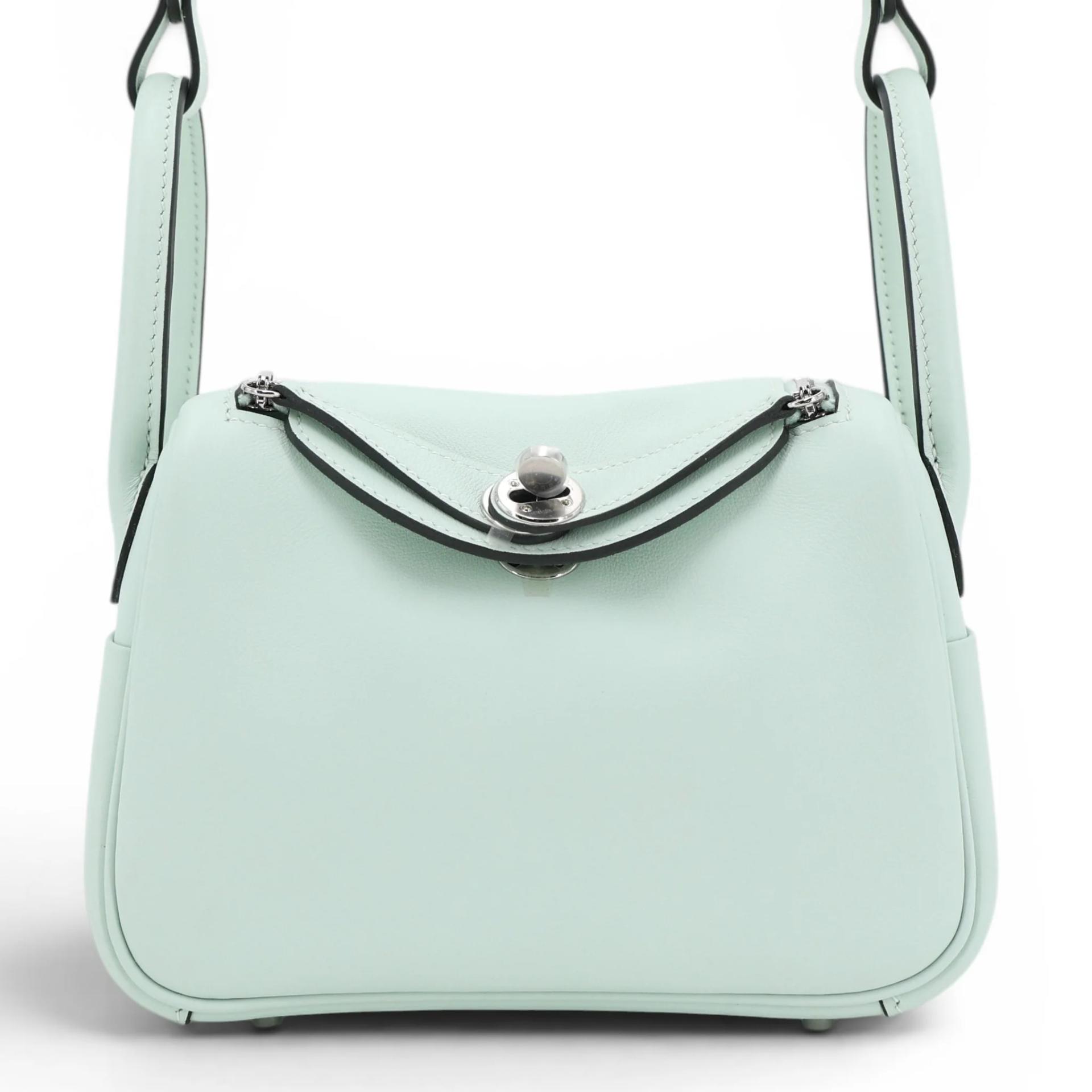 Brand New ( Rank N ) HERMÈS Mini Lindy II Vert Peppermint (N3) Swift Palladium hardware K (2025) - 1
