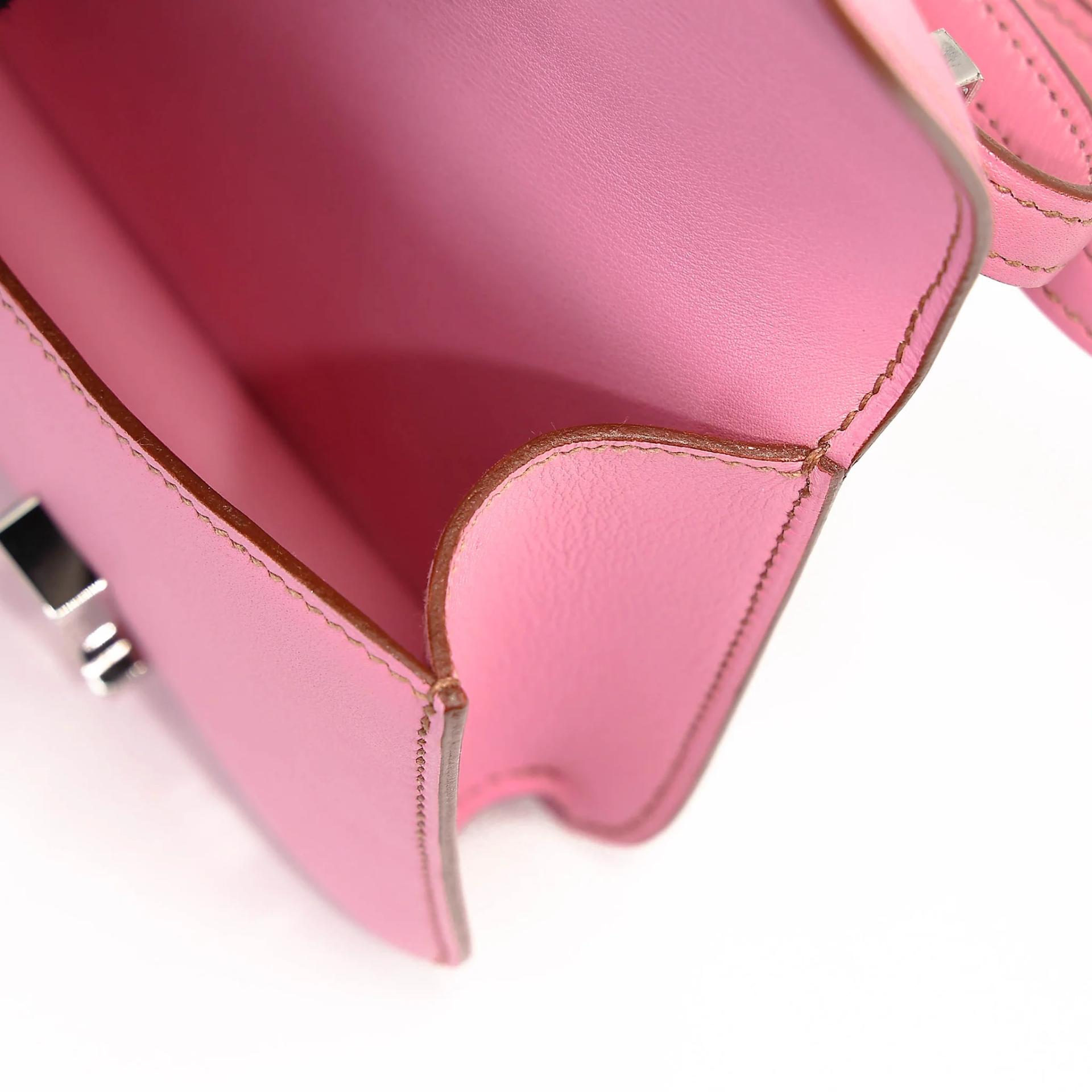 Very Good ( Rank A) HERMÈS Micro Constance Pink (5P) Swift Palladium hardware Square N (2010) - 18
