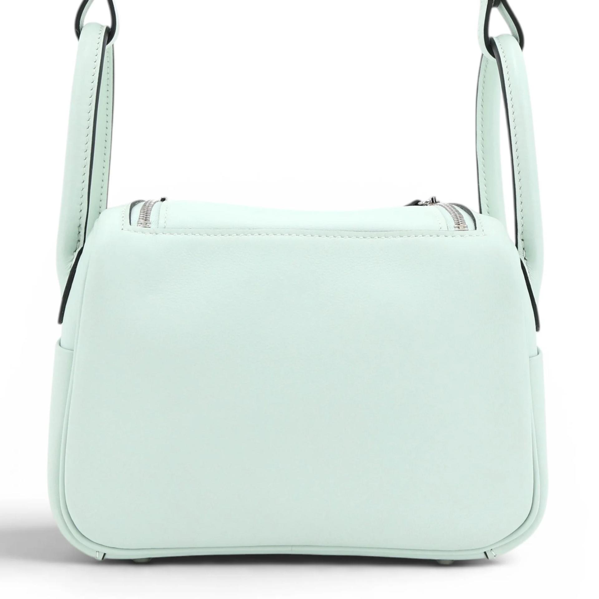 Brand New ( Rank N ) HERMÈS Mini Lindy II Vert Peppermint (N3) Swift Palladium hardware K (2025) - 2