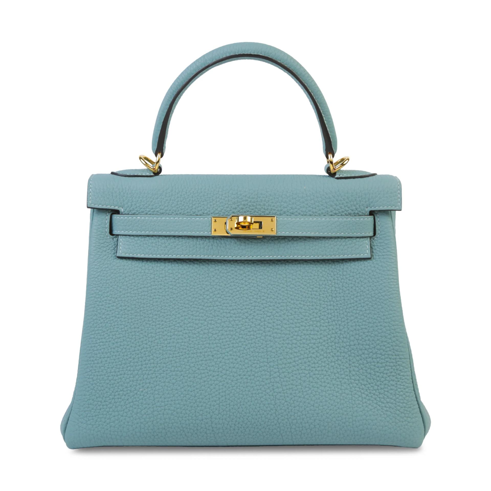 Very Good ( Rank A) HERMÈS Kelly 25 Ciel (7G) Togo Gold hardware Z (2021) - 1