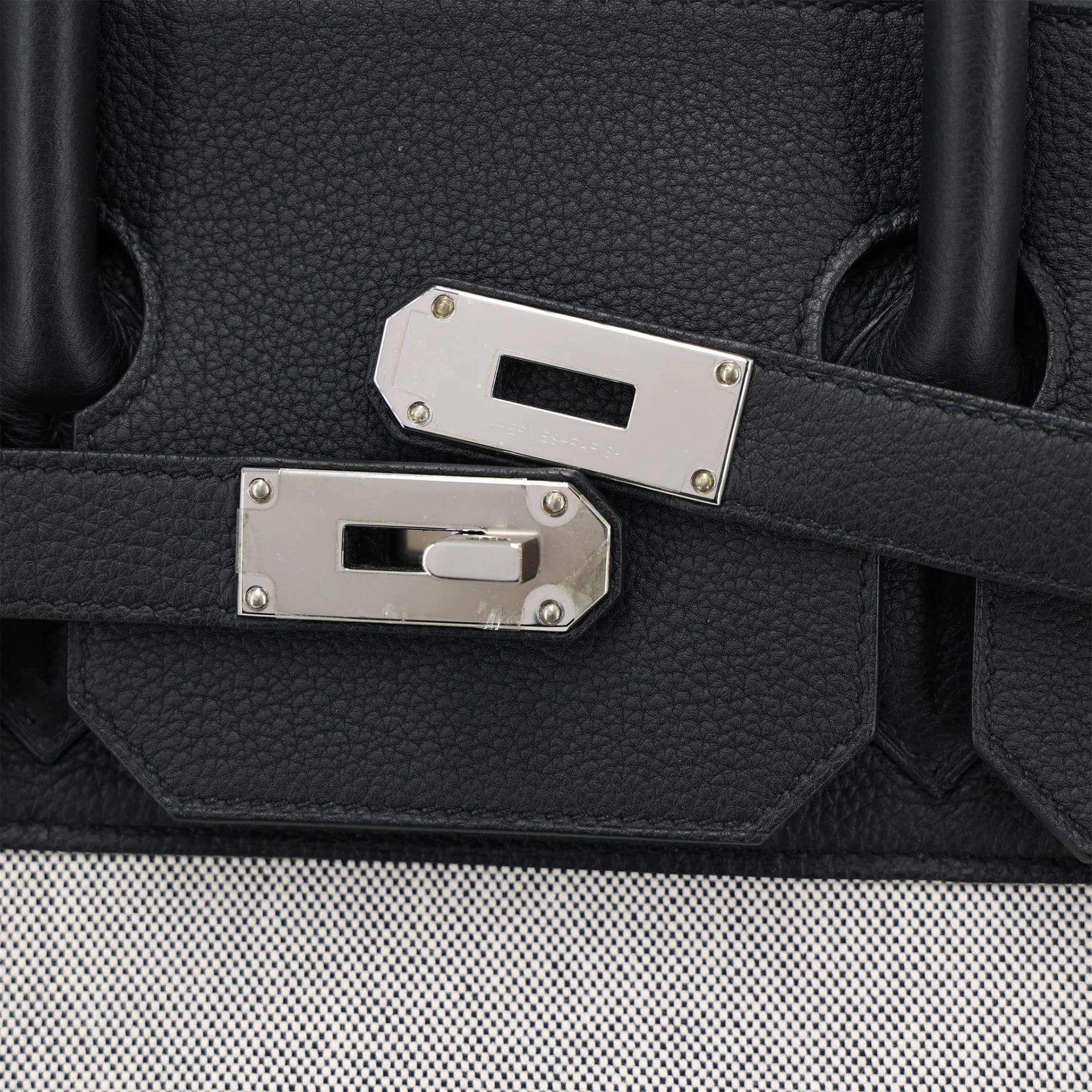 Excellent ( Rank SA ) HERMÈS Haut à Courroies HAC 40 Noir (89) Ecru Toile H canvas Togo Palladium hardware U (2022) - 8