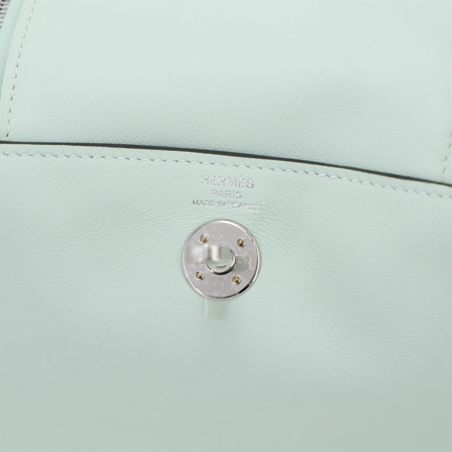 Brand New ( Rank N ) HERMÈS Mini Lindy II Vert Peppermint (N3) Swift Palladium hardware K (2025) - 10