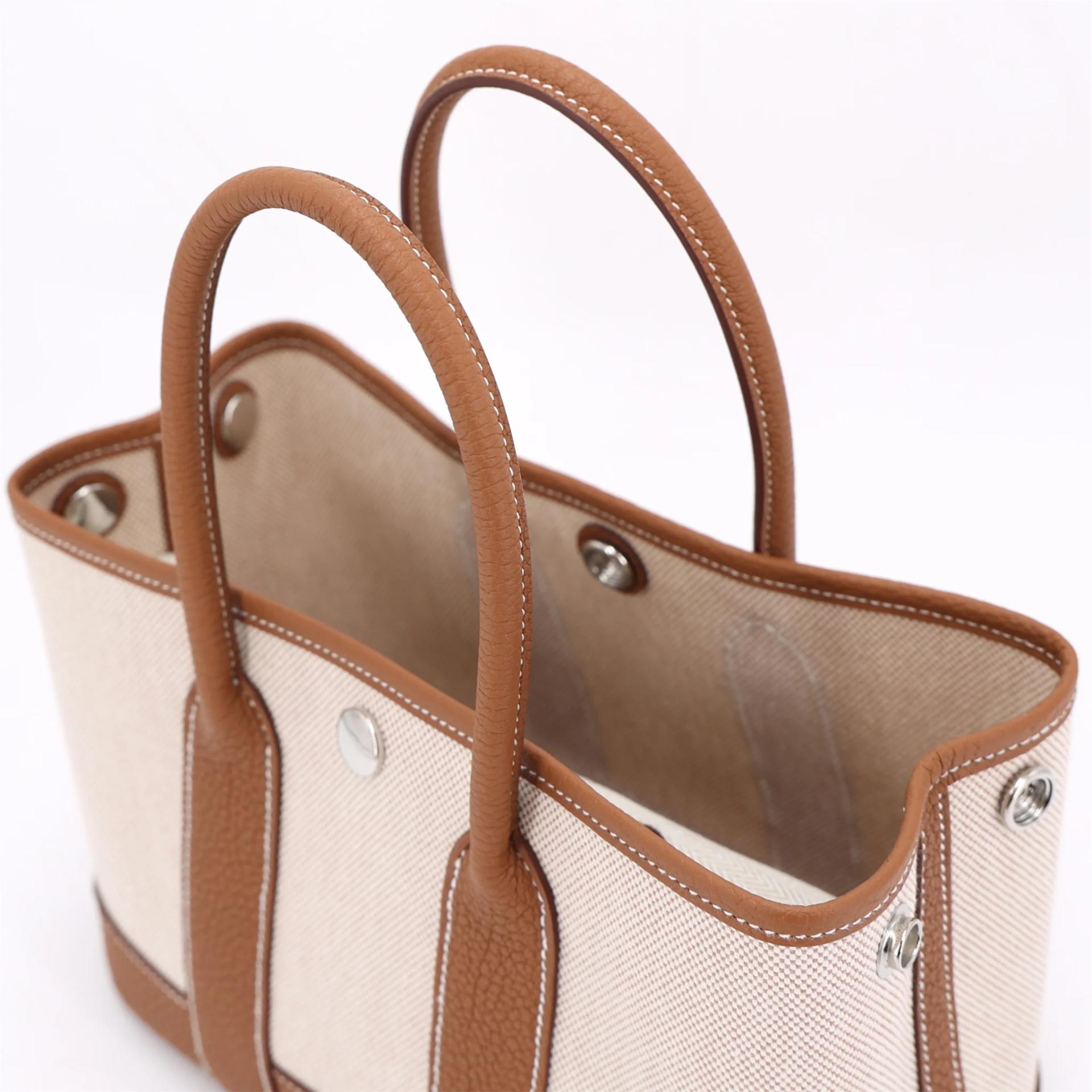 全新 HERMÈS 爱马仕 Neo Garden Party 23 花园 37 金棕色 Gold Toile H Viking帆布 Negonda皮 银扣 G刻 2026年 - 3