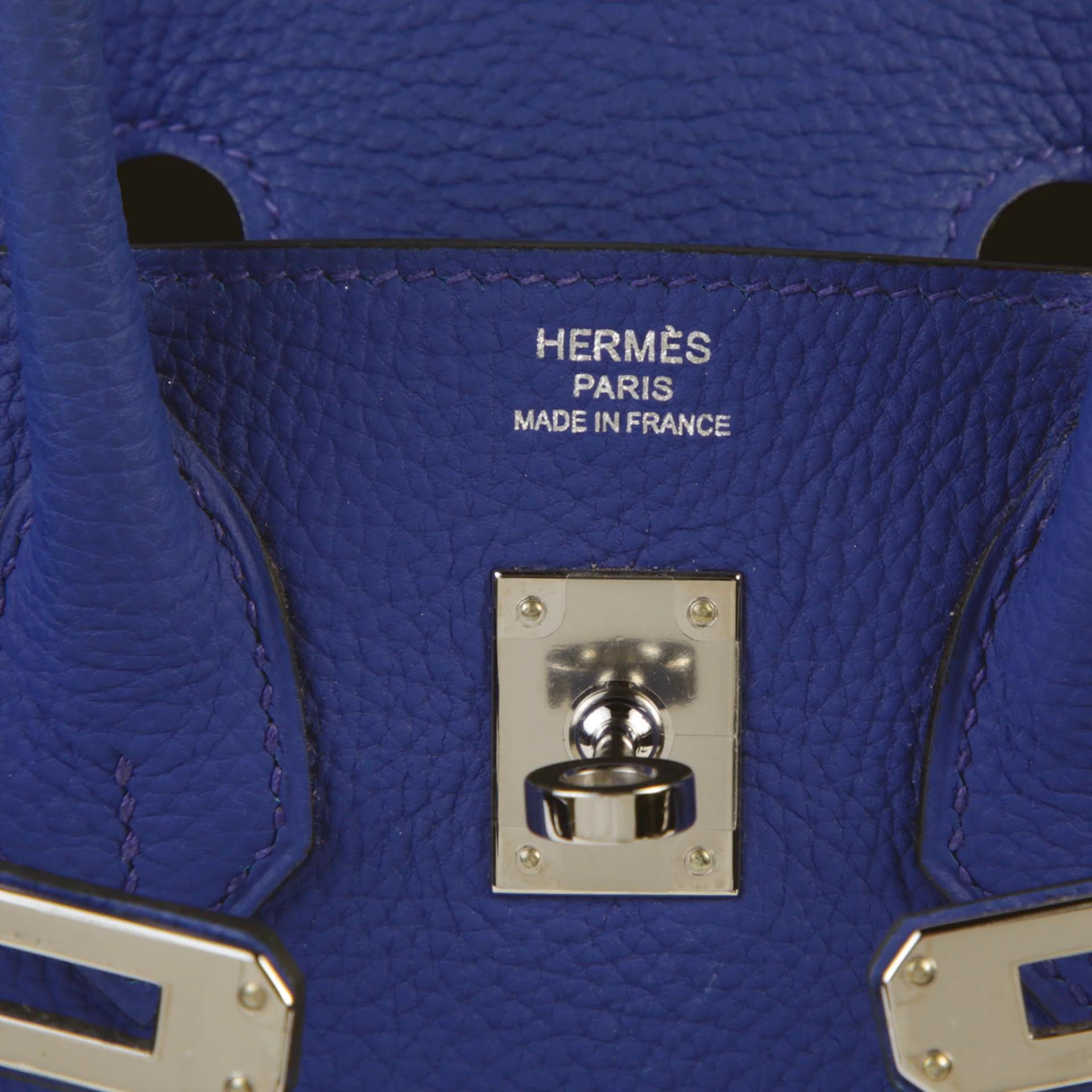 Very Good ( Rank A) HERMÈS Birkin 25 Bleu Electrique (7T) Togo Palladium hardware C (2018) - 9
