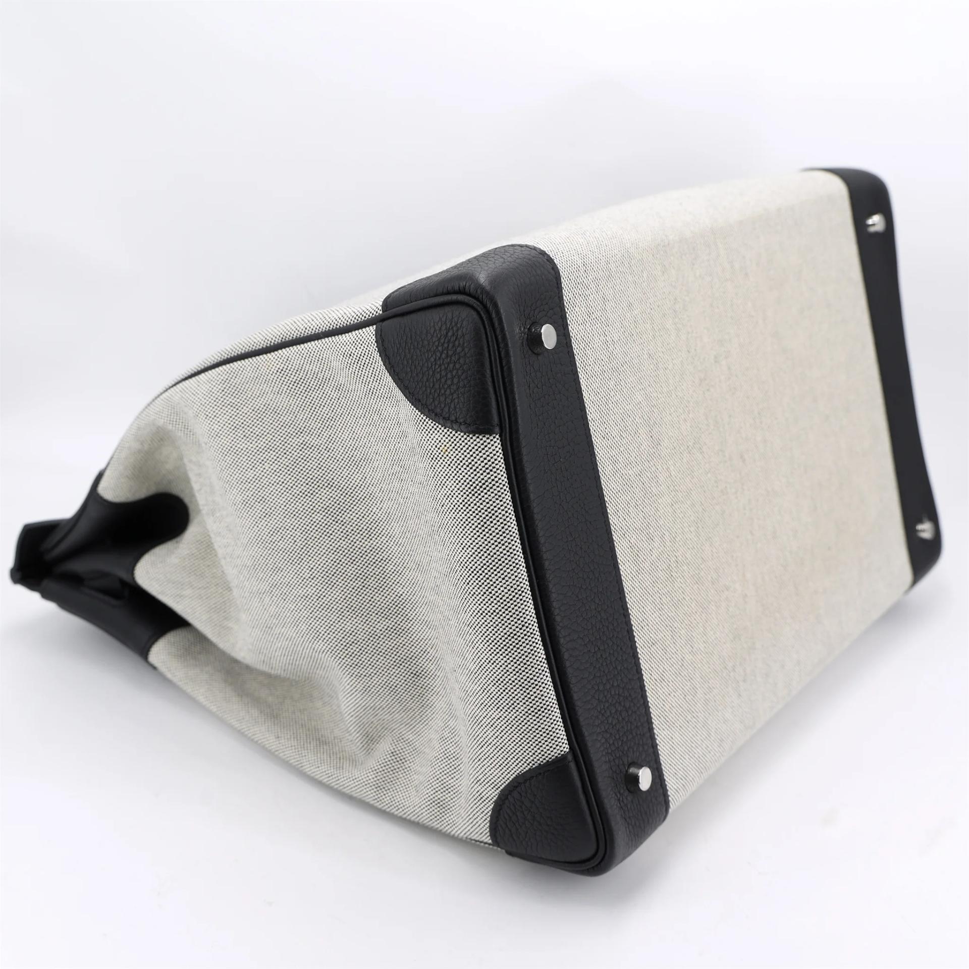 Excellent ( Rank SA ) HERMÈS Haut à Courroies HAC 40 Noir (89) Ecru Toile H canvas Togo Palladium hardware U (2022) - 4